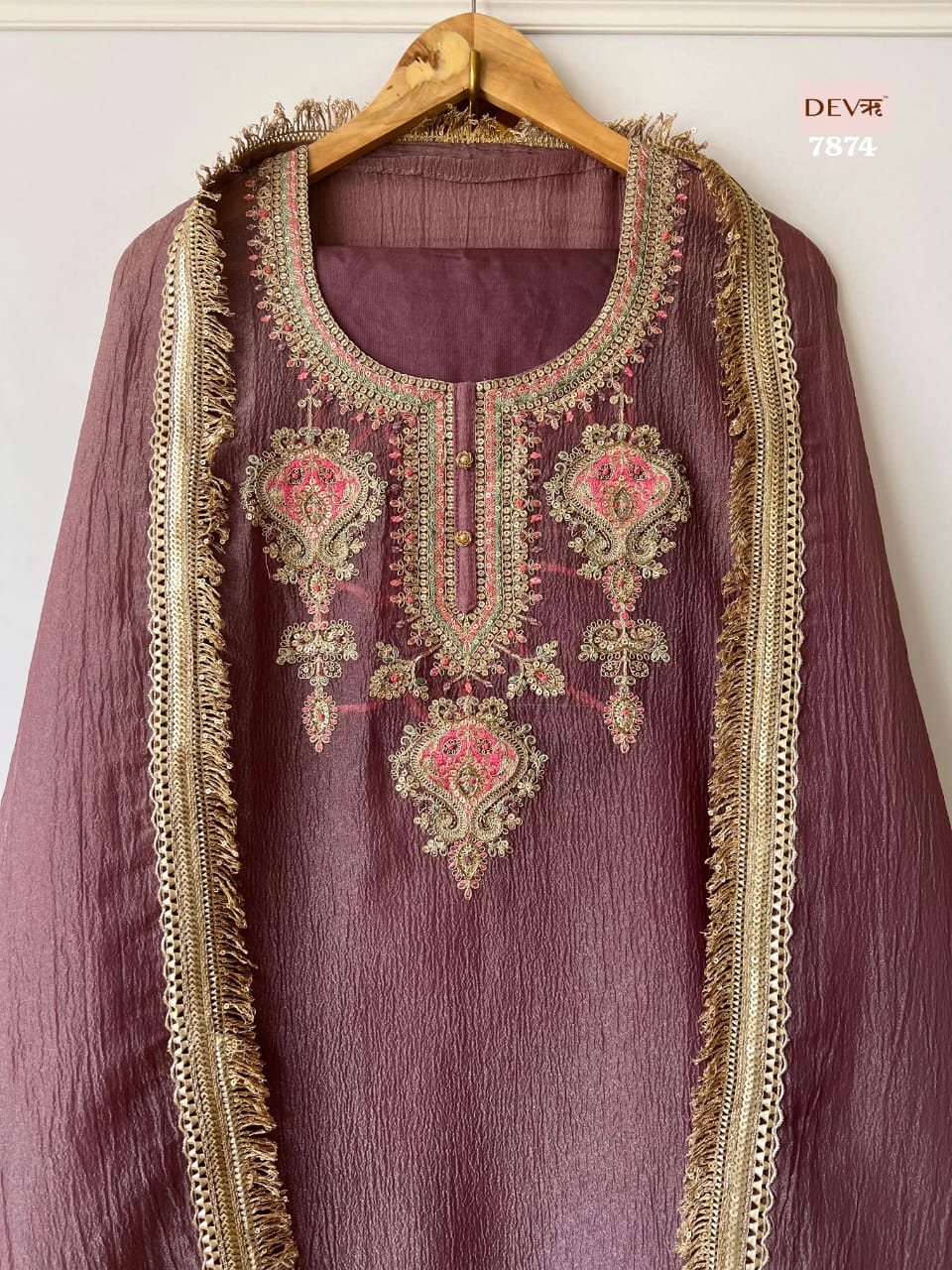Pure tissue crush silk suit set {7874}