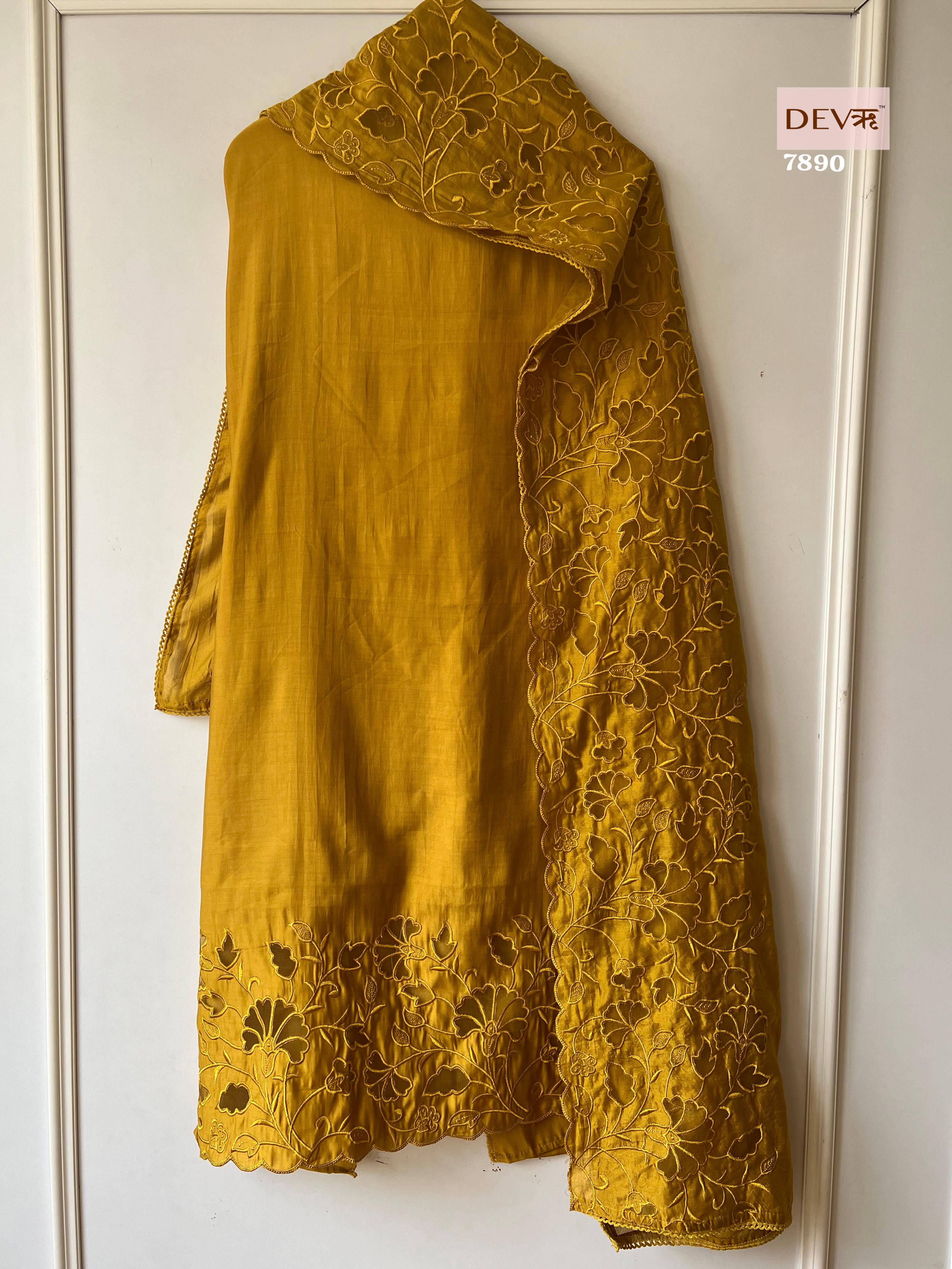 Yellow cutwork bestselling suit set {7890}