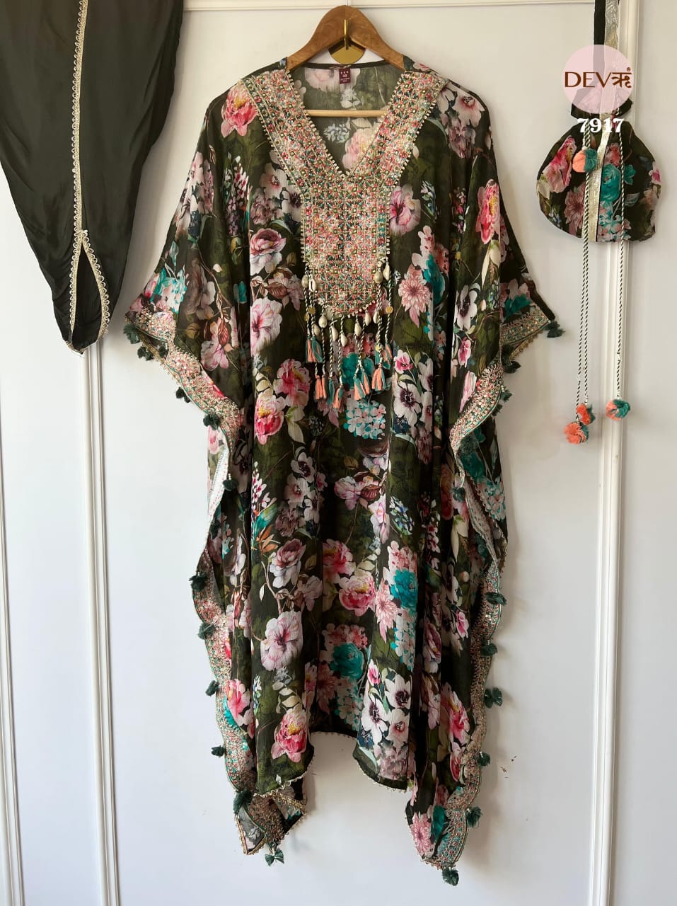 Chinon printed kaftan suit set {7917}