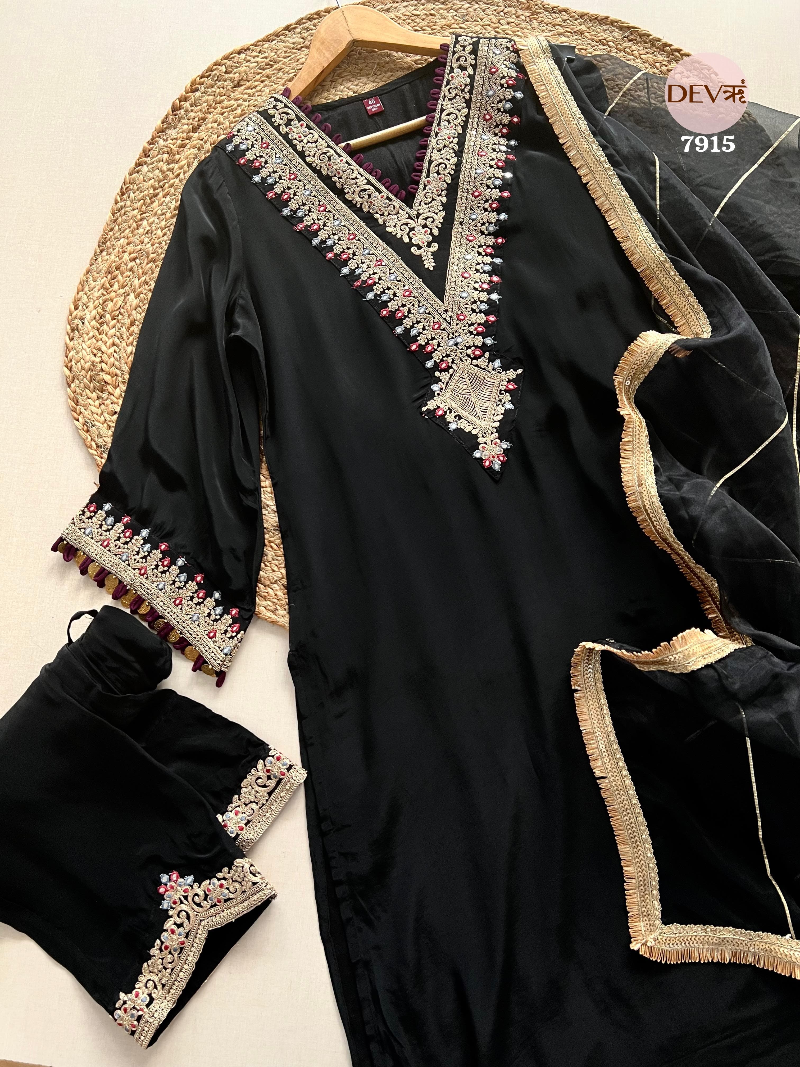 Pure natural crepe suit set {7915}