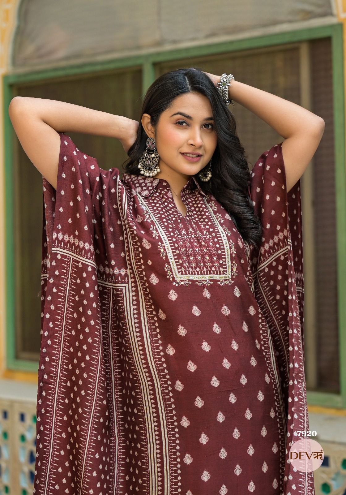 Stylish Pure dola Kaftan set {7920}