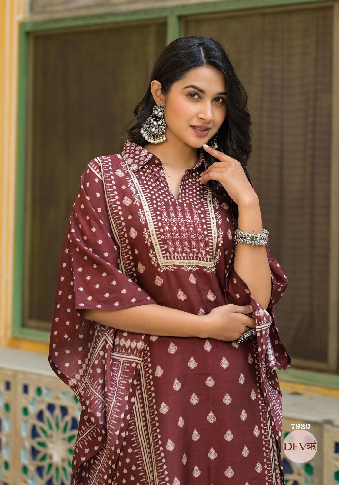 Stylish Pure dola Kaftan set {7920}