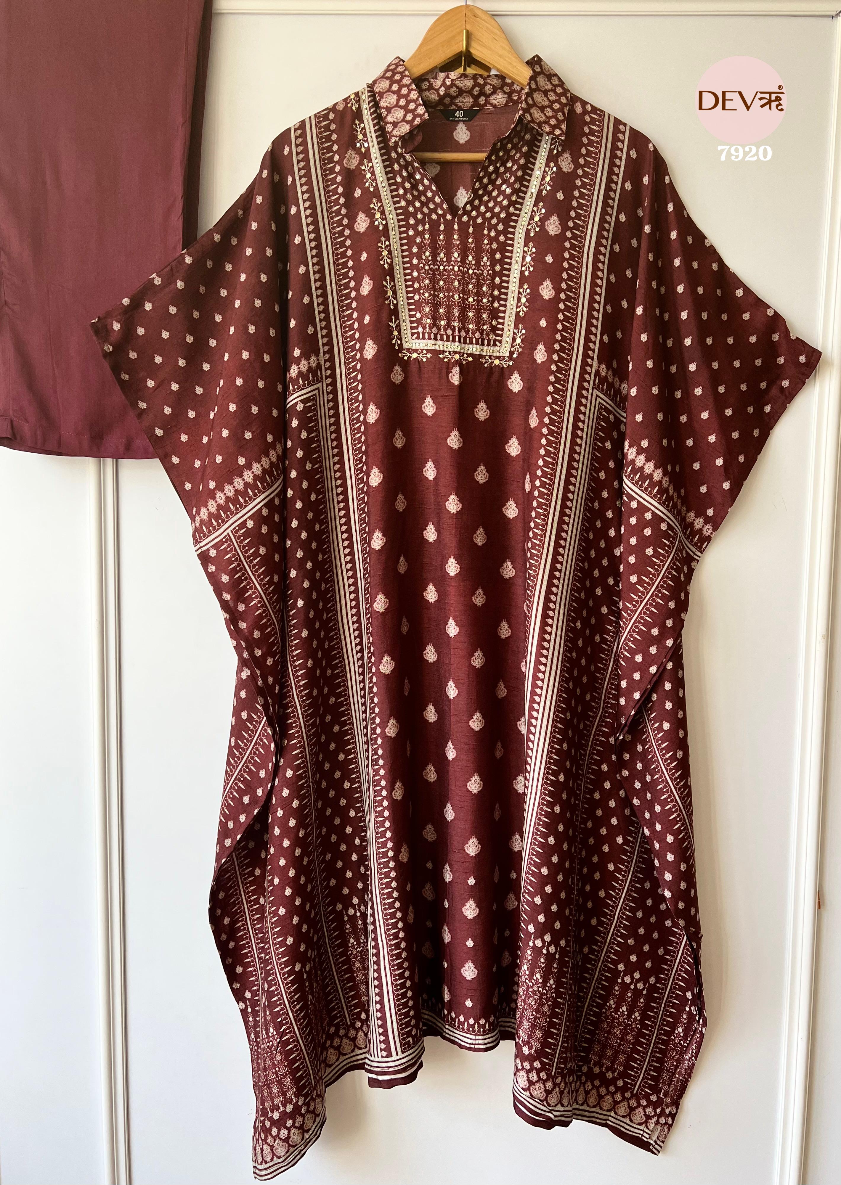 Stylish Pure dola Kaftan set {7920}