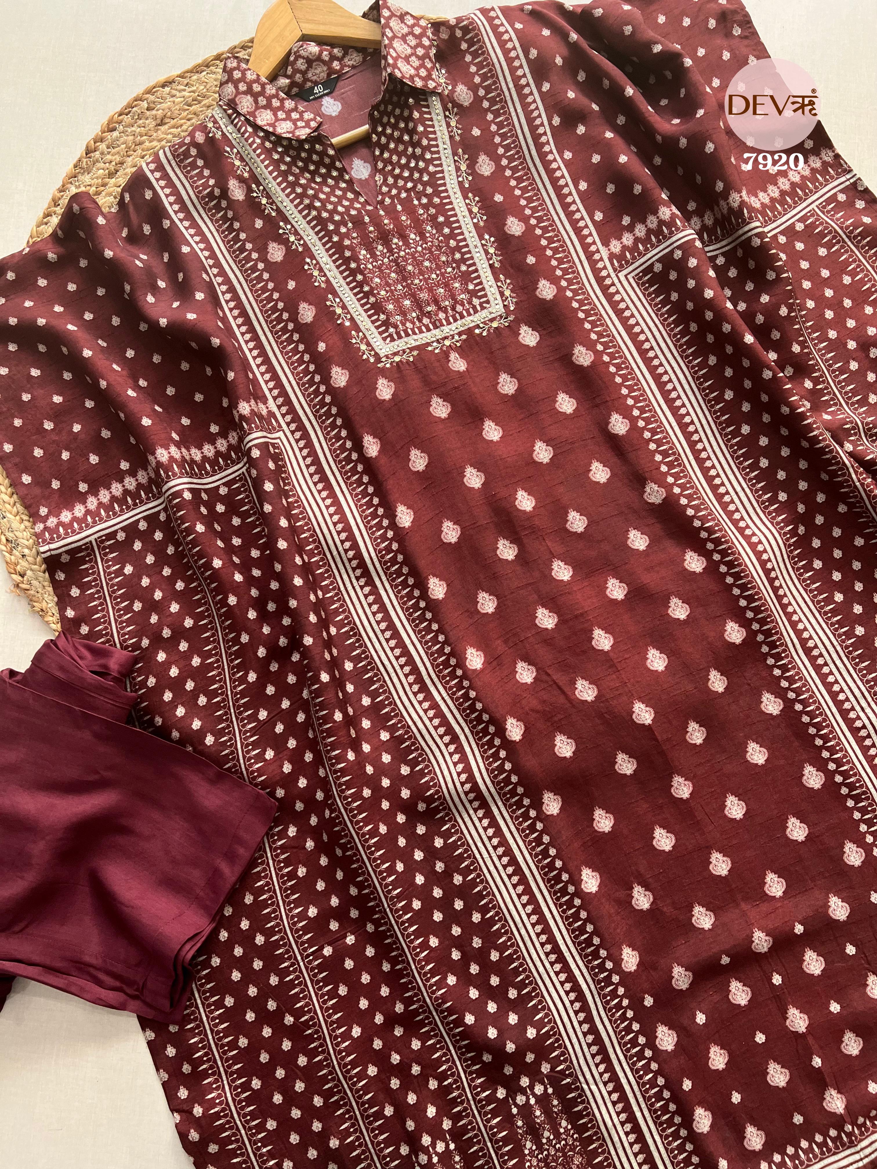 Stylish Pure dola Kaftan set {7920}