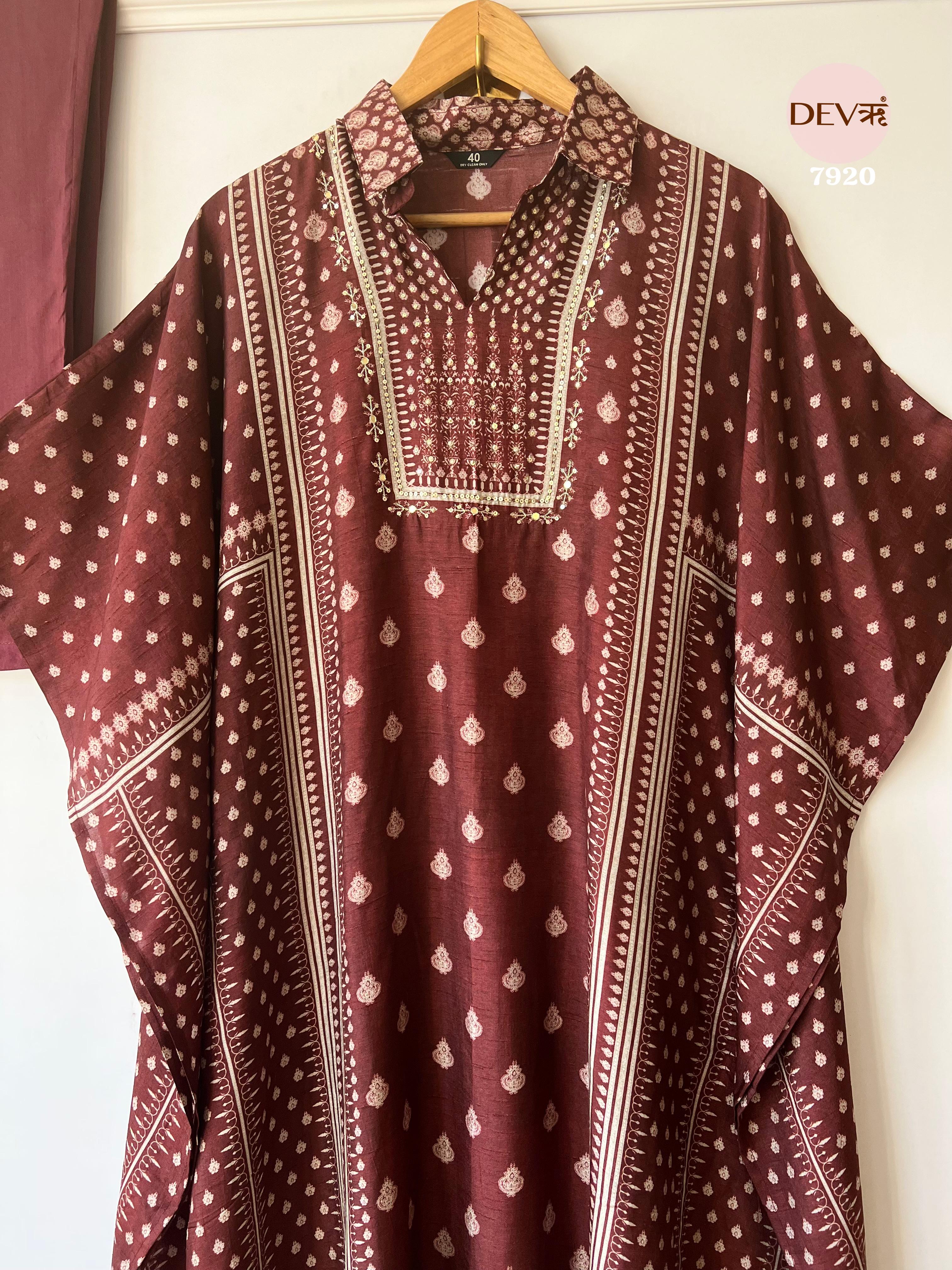 Stylish Pure dola Kaftan set {7920}