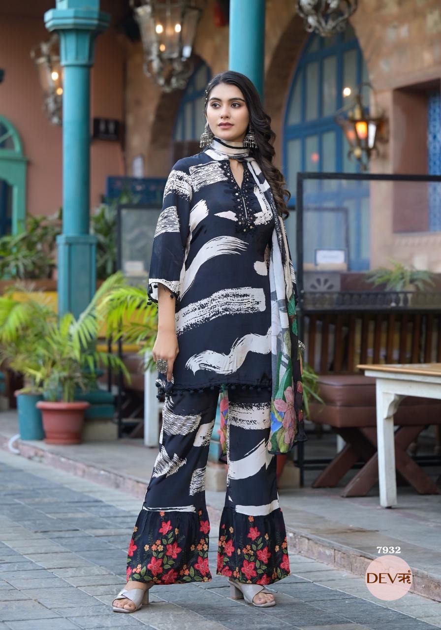 Stylish Pure natural crepe suit set {7932}