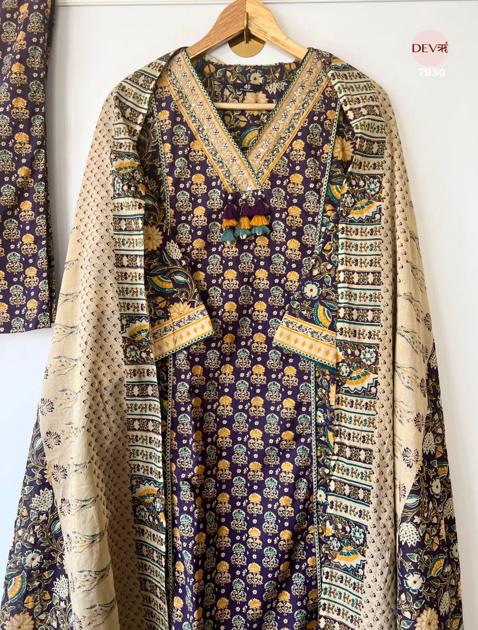 Stylish Pure cotton suit set {7930}