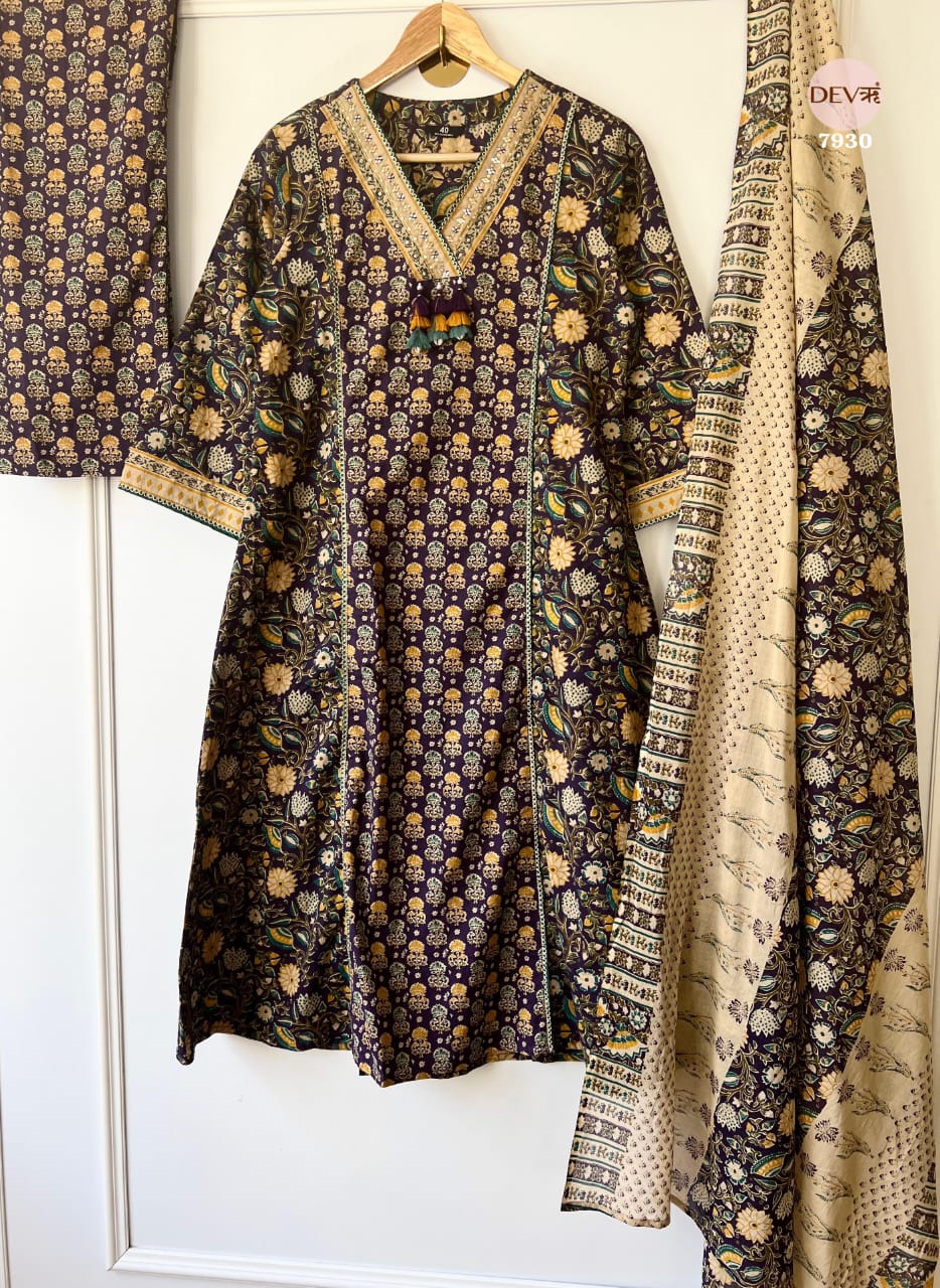 Stylish Pure cotton suit set {7930}