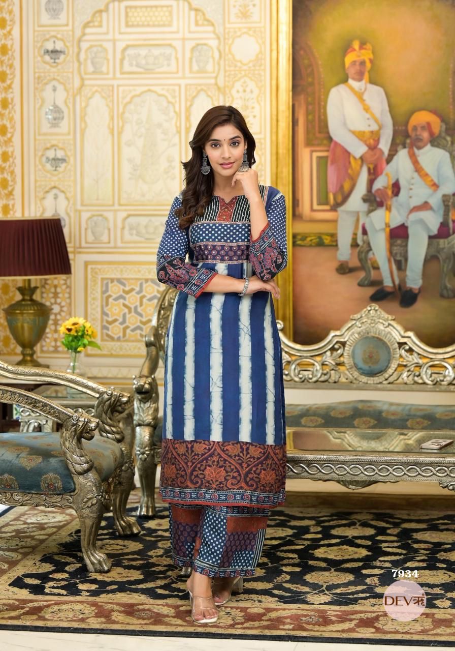 Pure muslin printed co-ord set {7934}