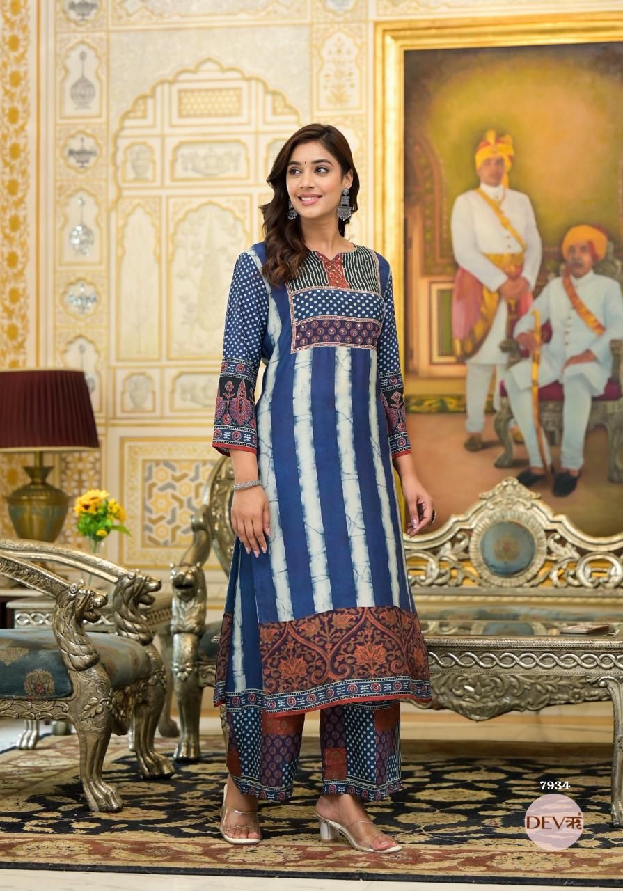 Pure muslin printed co-ord set {7934}