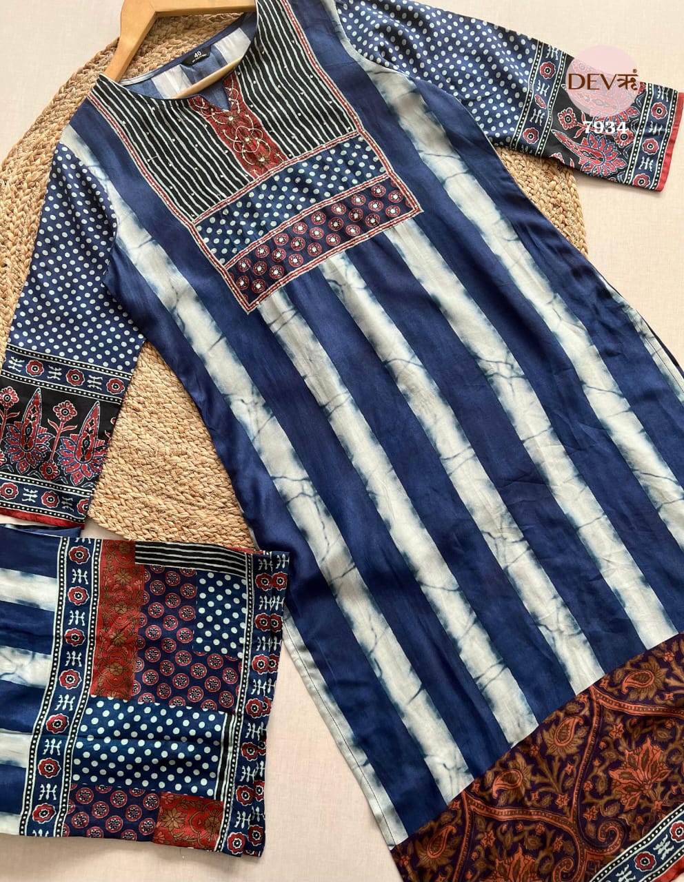 Pure muslin printed co-ord set {7934}