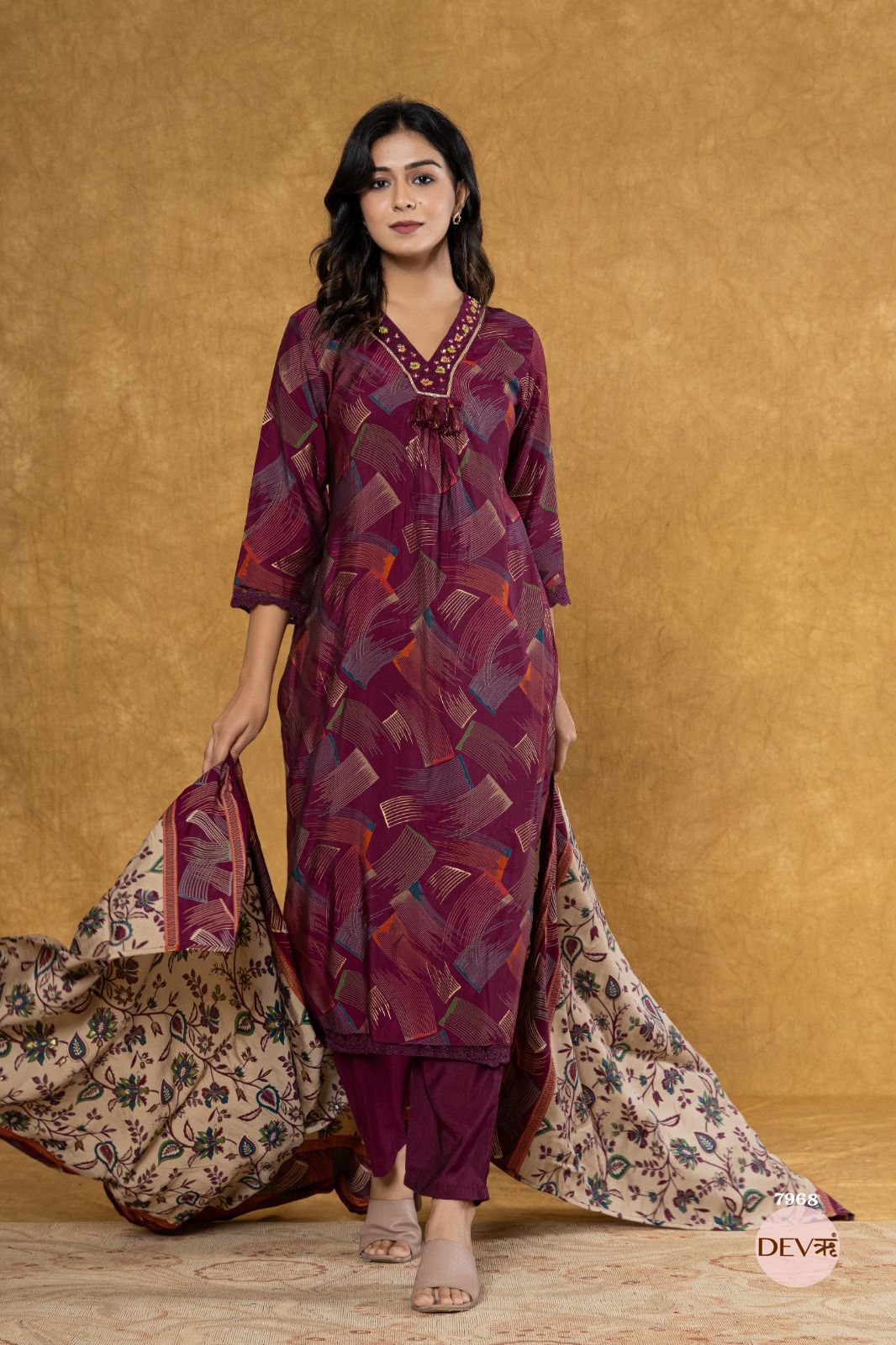 Stylish Pure modal printed suit set {7968/M}
