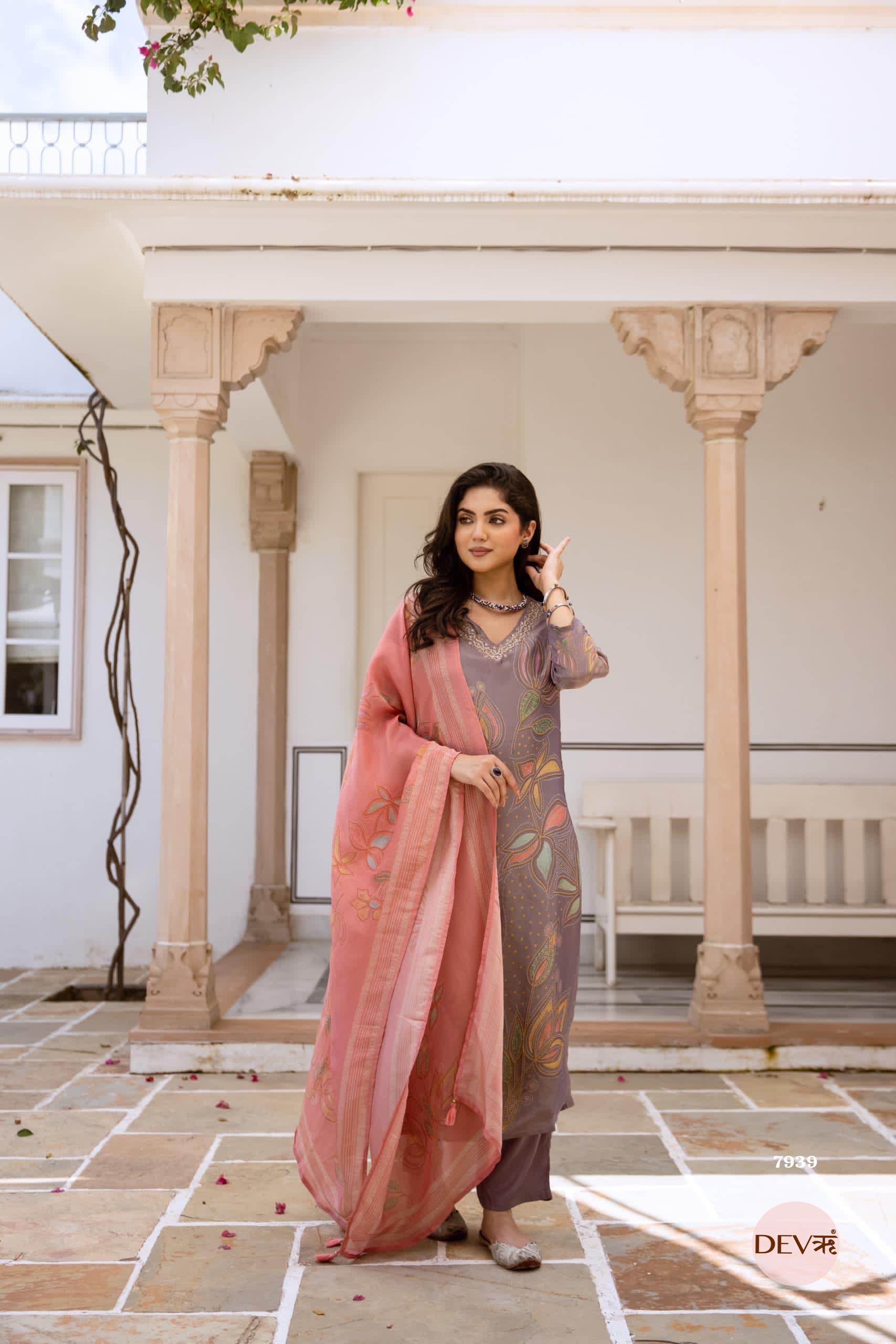 Pure tissue silk suit set {7939/M}