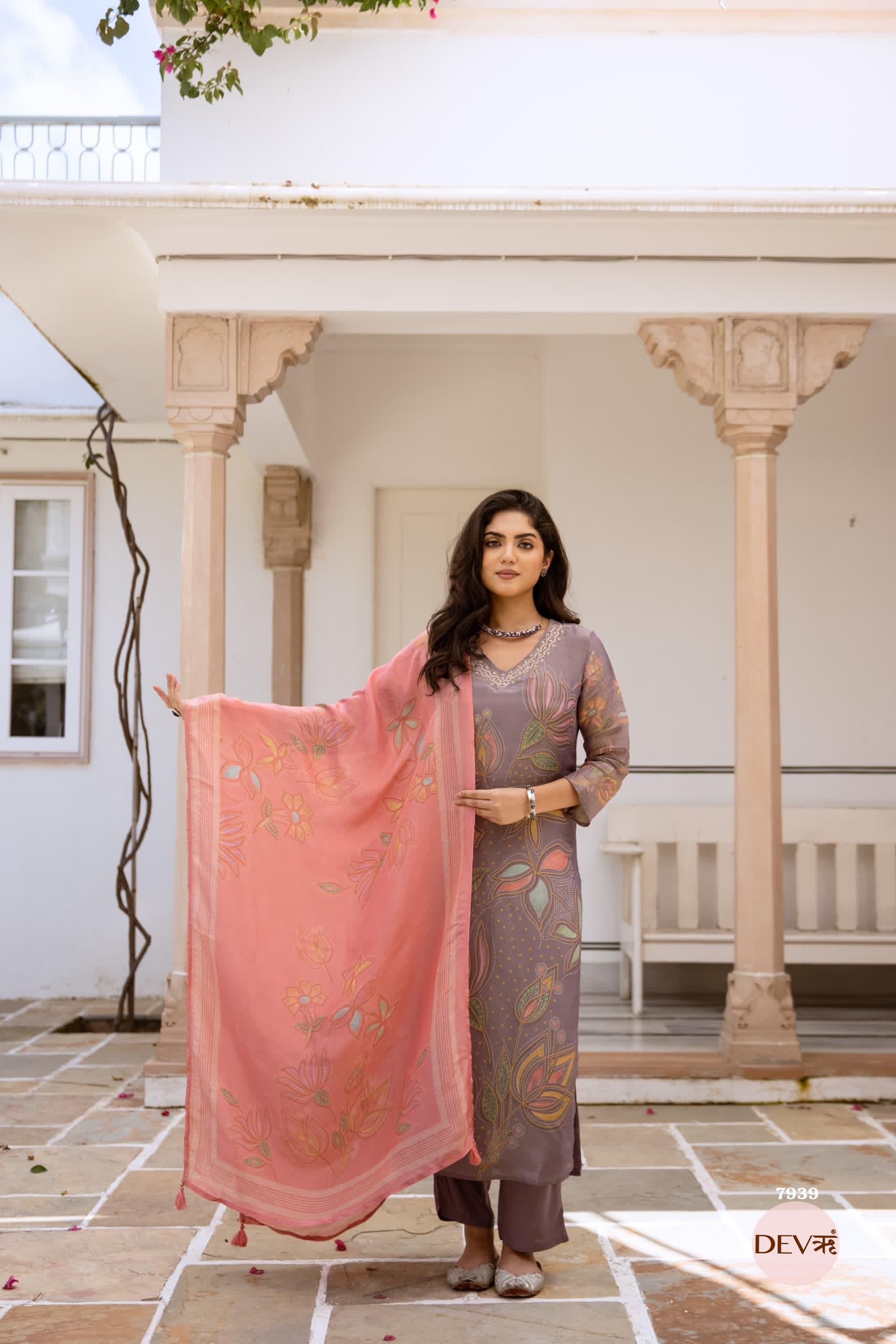 Pure tissue silk suit set {7939}