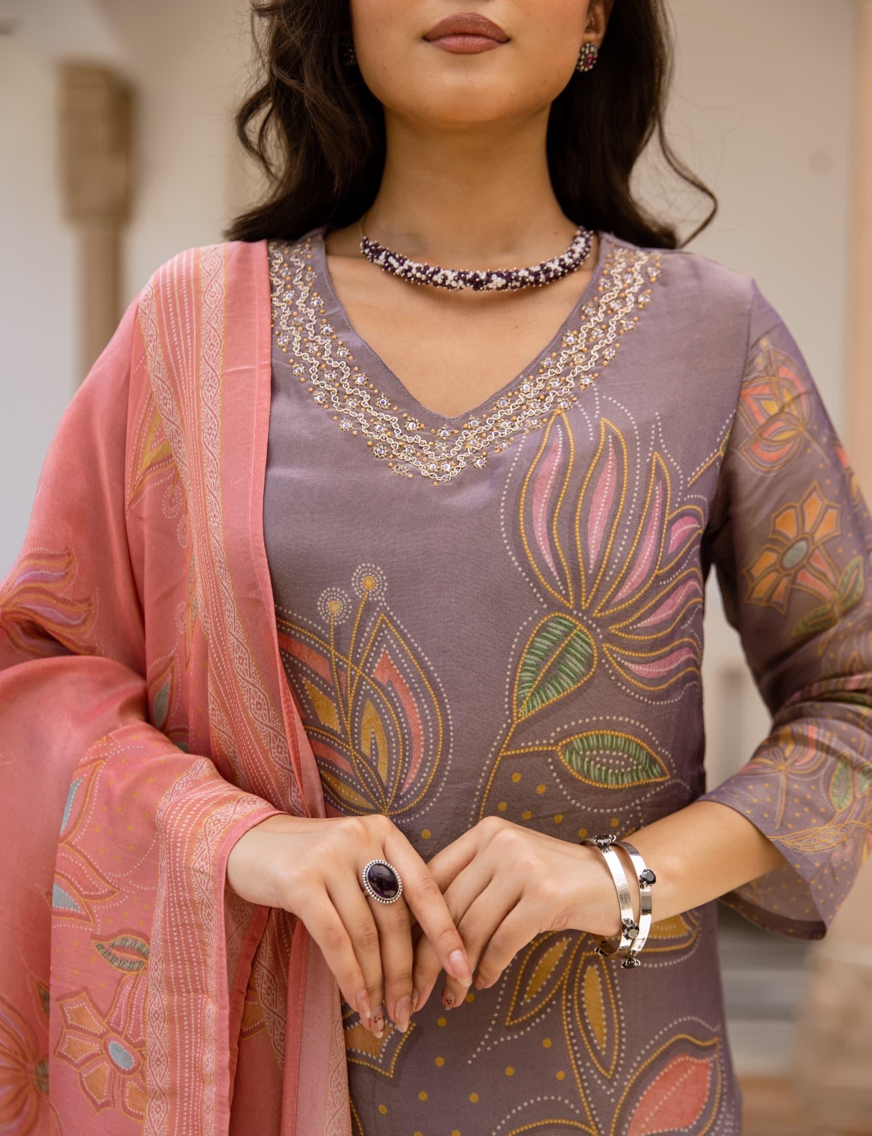 Pure tissue silk suit set {7939}