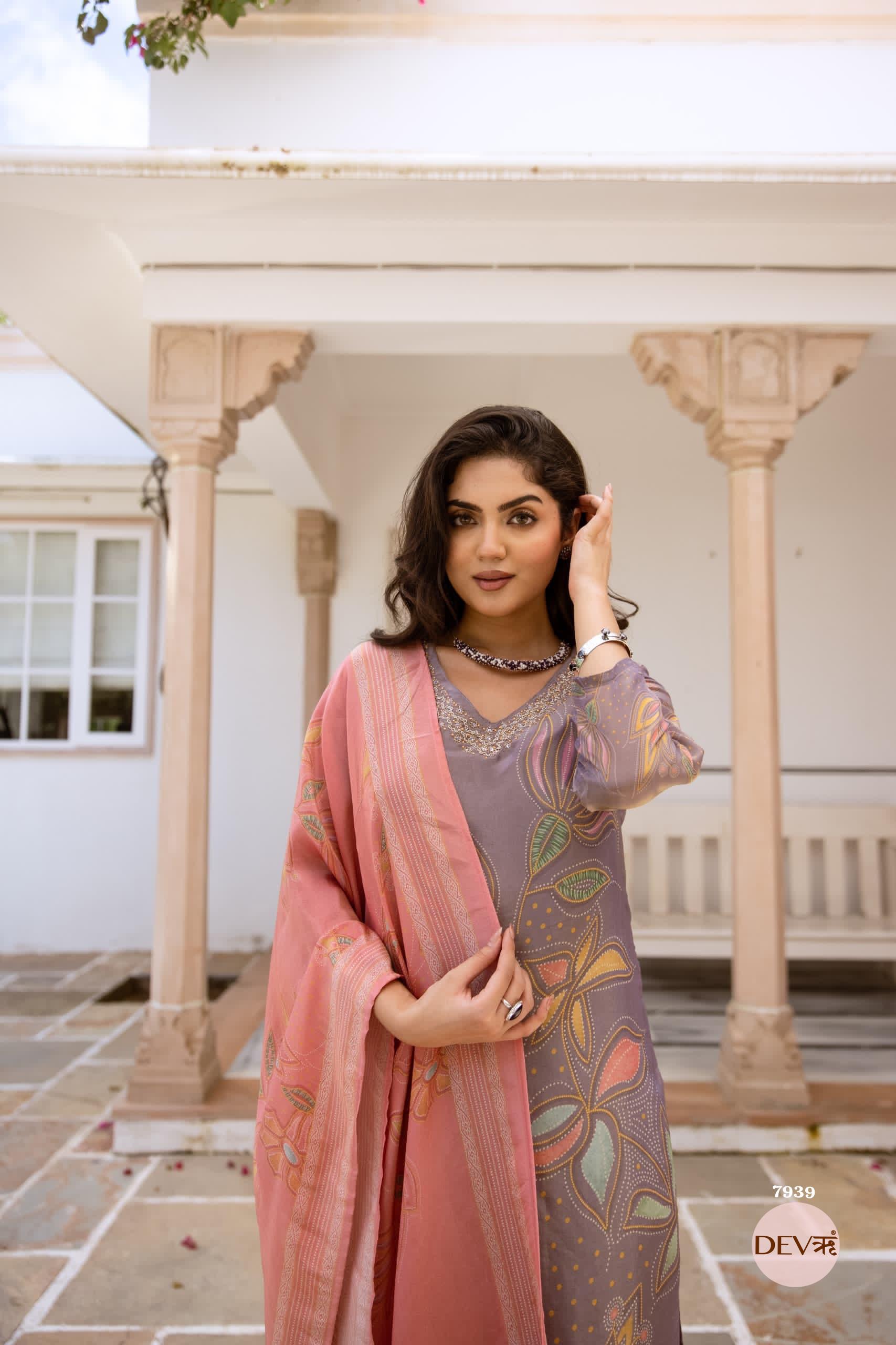 Pure tissue silk suit set {7939}