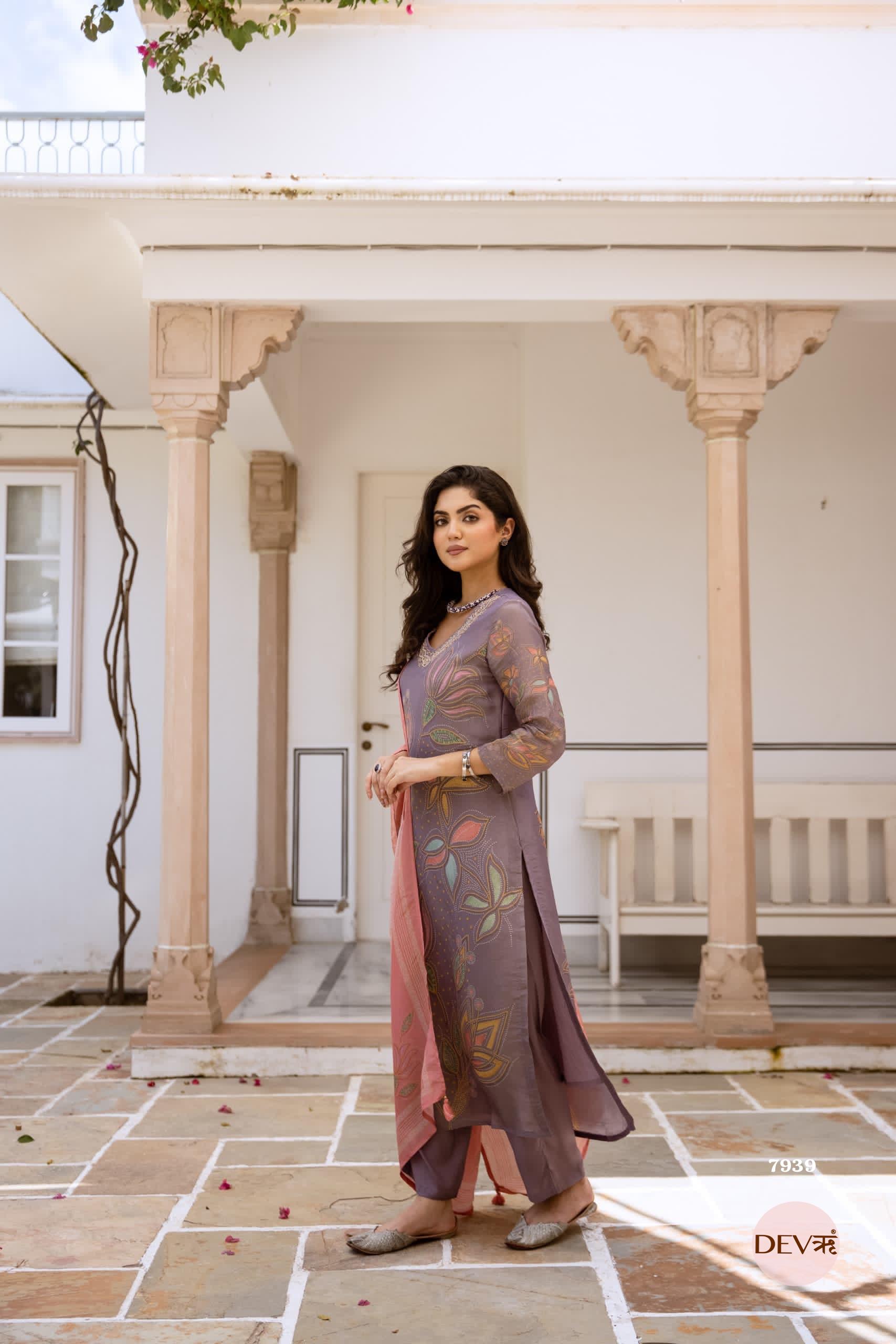 Pure tissue silk suit set {7939}