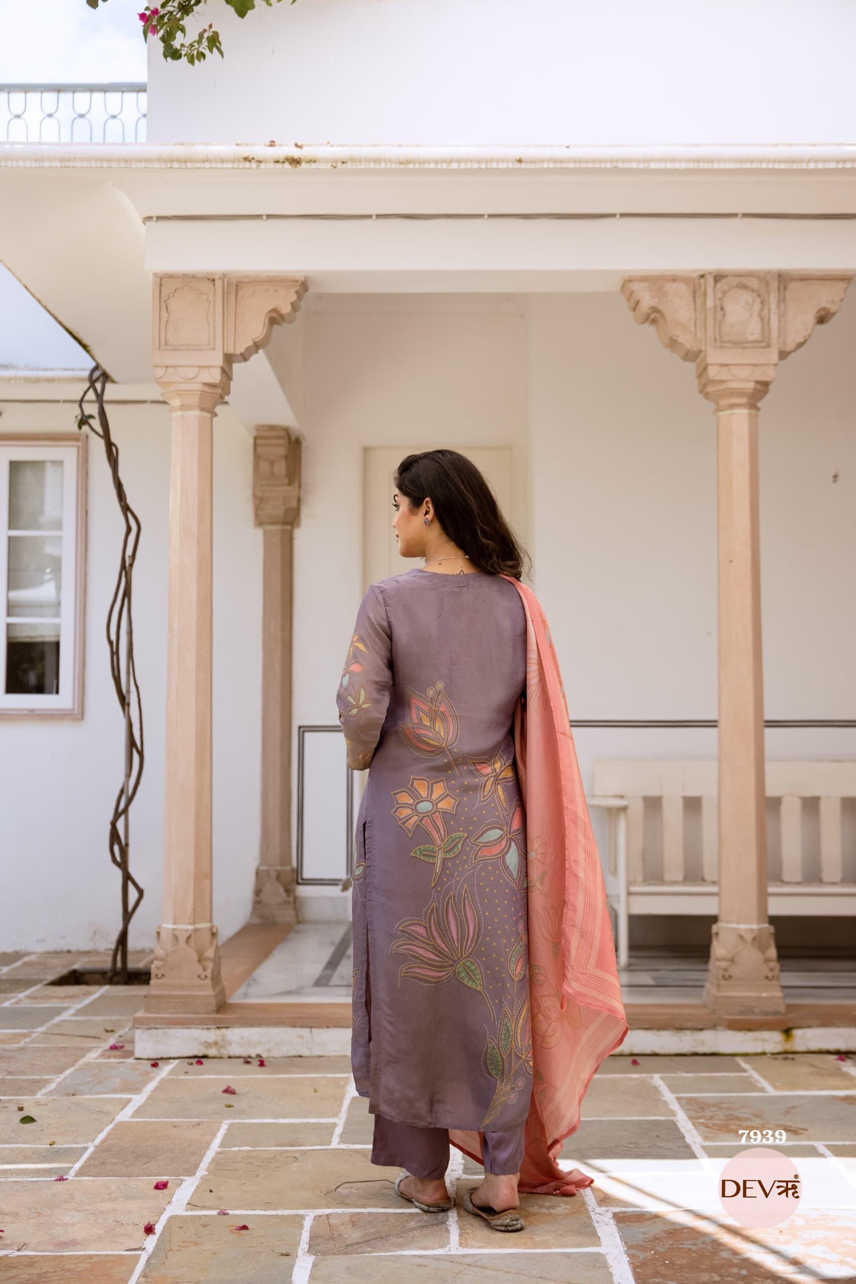 Pure tissue silk suit set {7939}