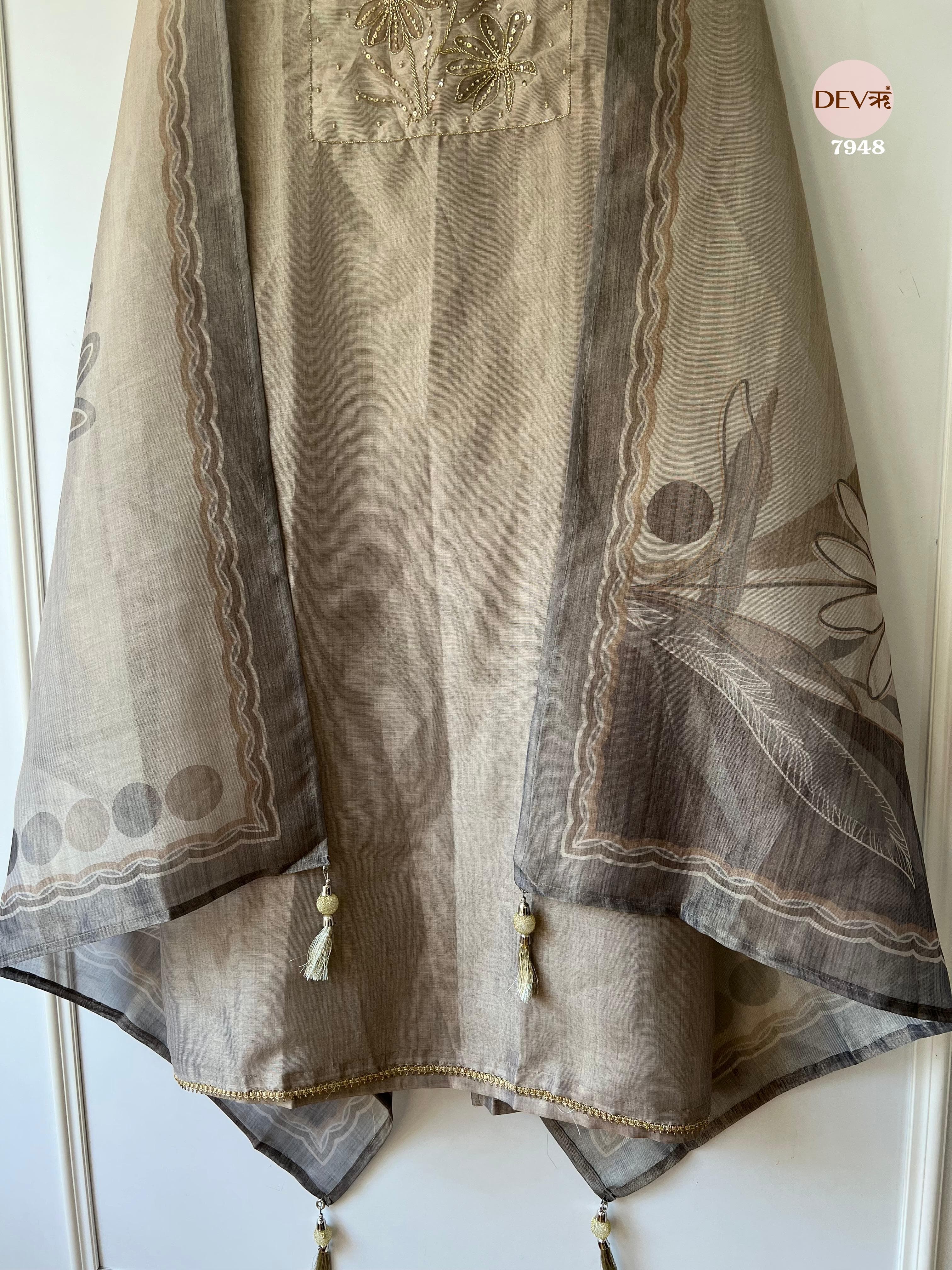 tissue silk suit set {7948}