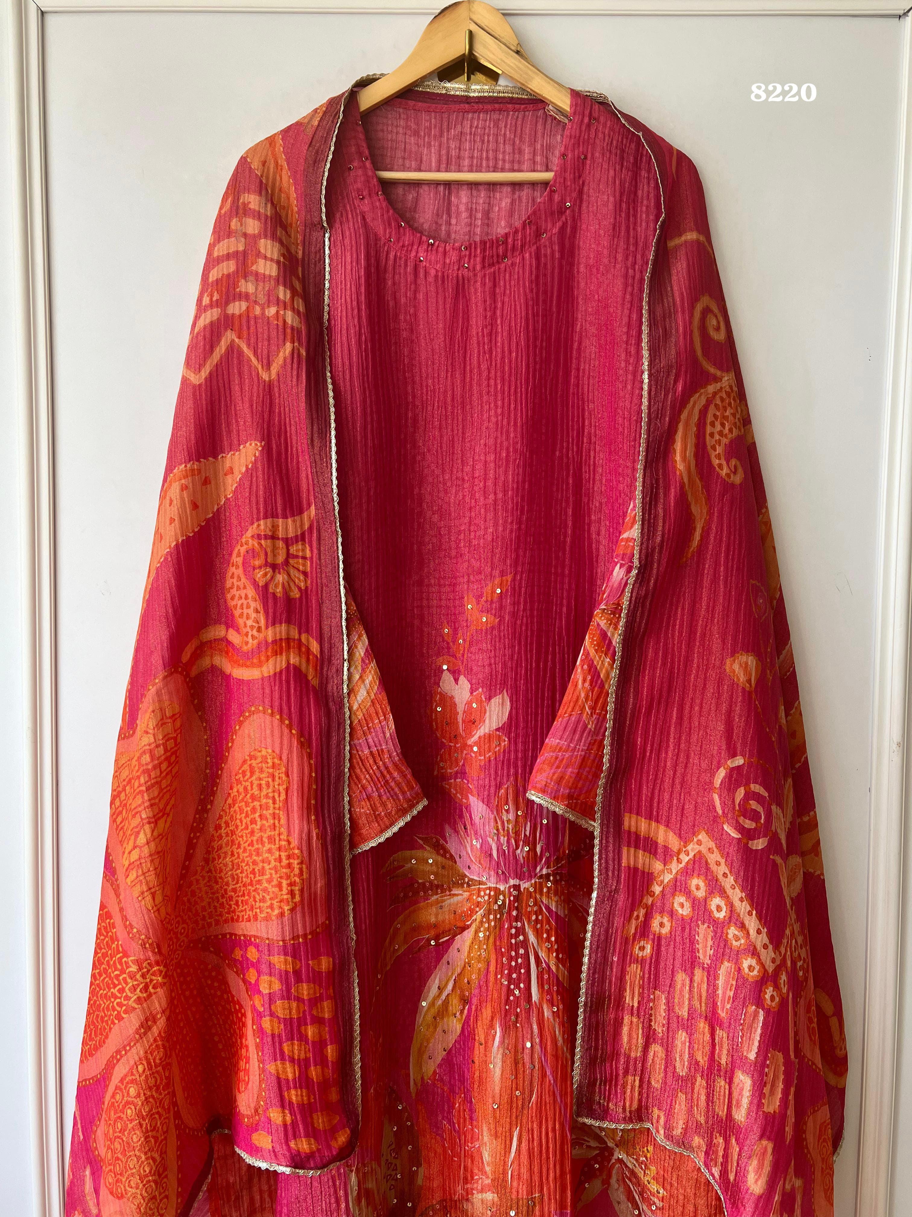 tissue crush silk suit set