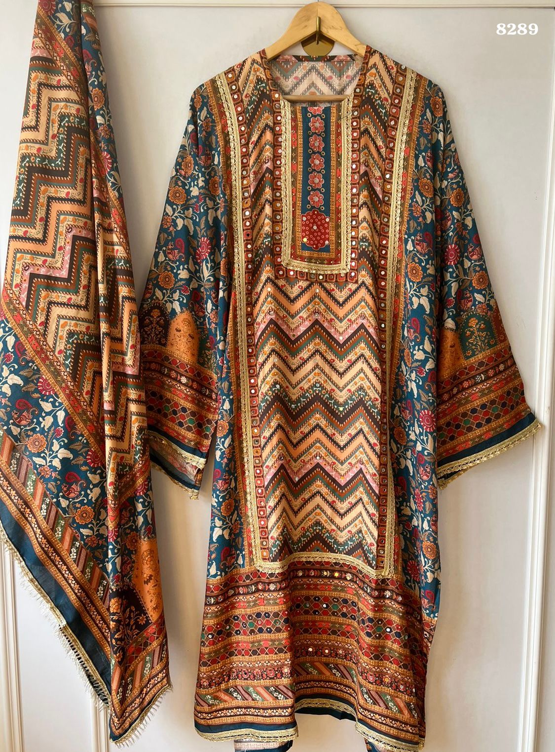 Pure muslin suit set {8289}