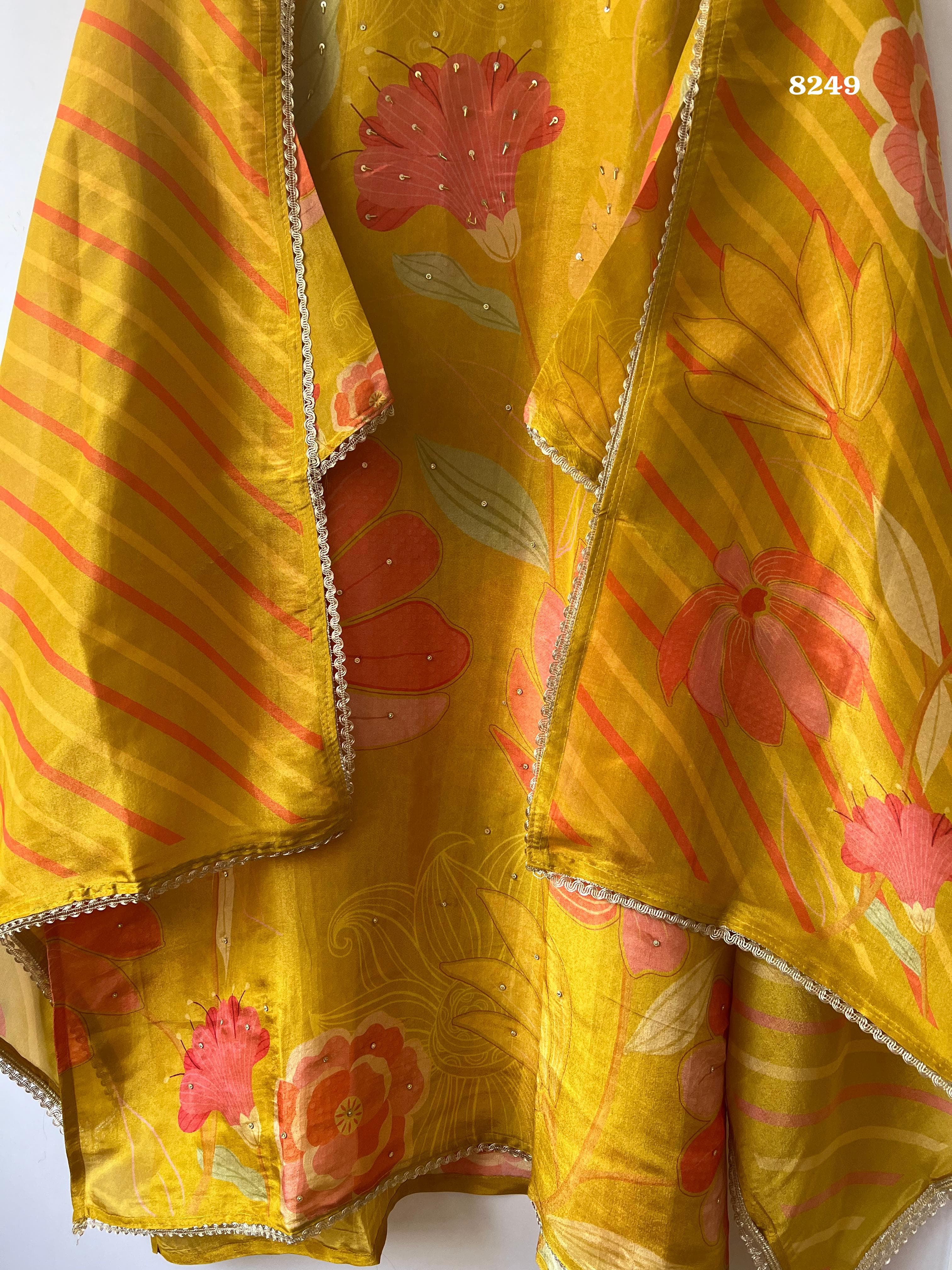 Pure tissue silk suit set {8249}