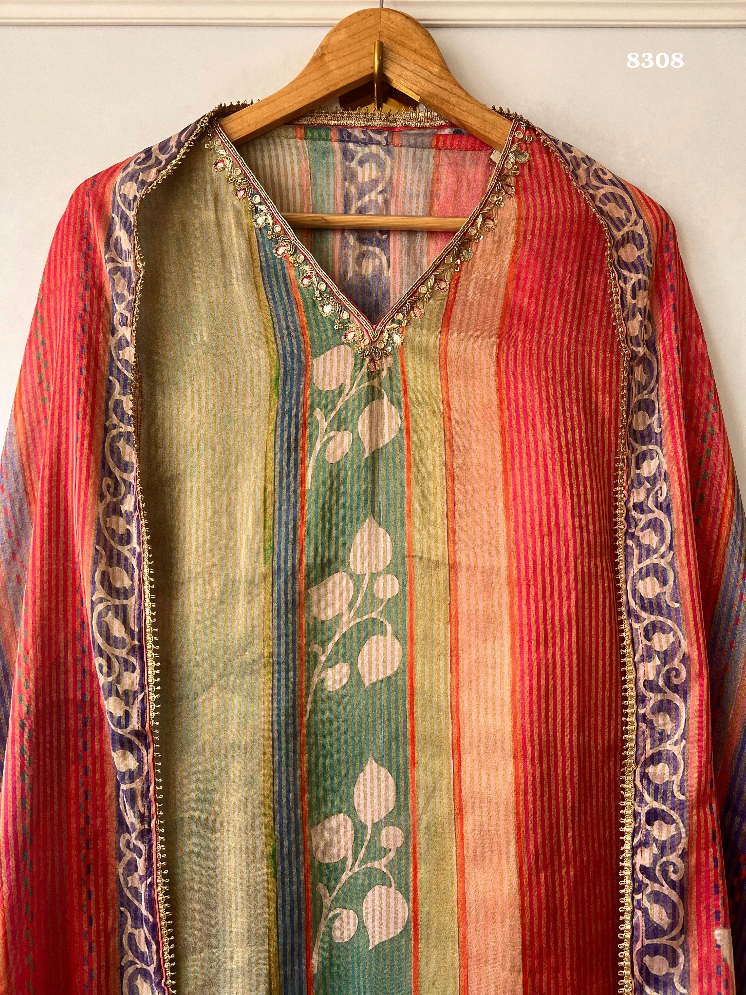 Pure tissue silk suit set {8308}