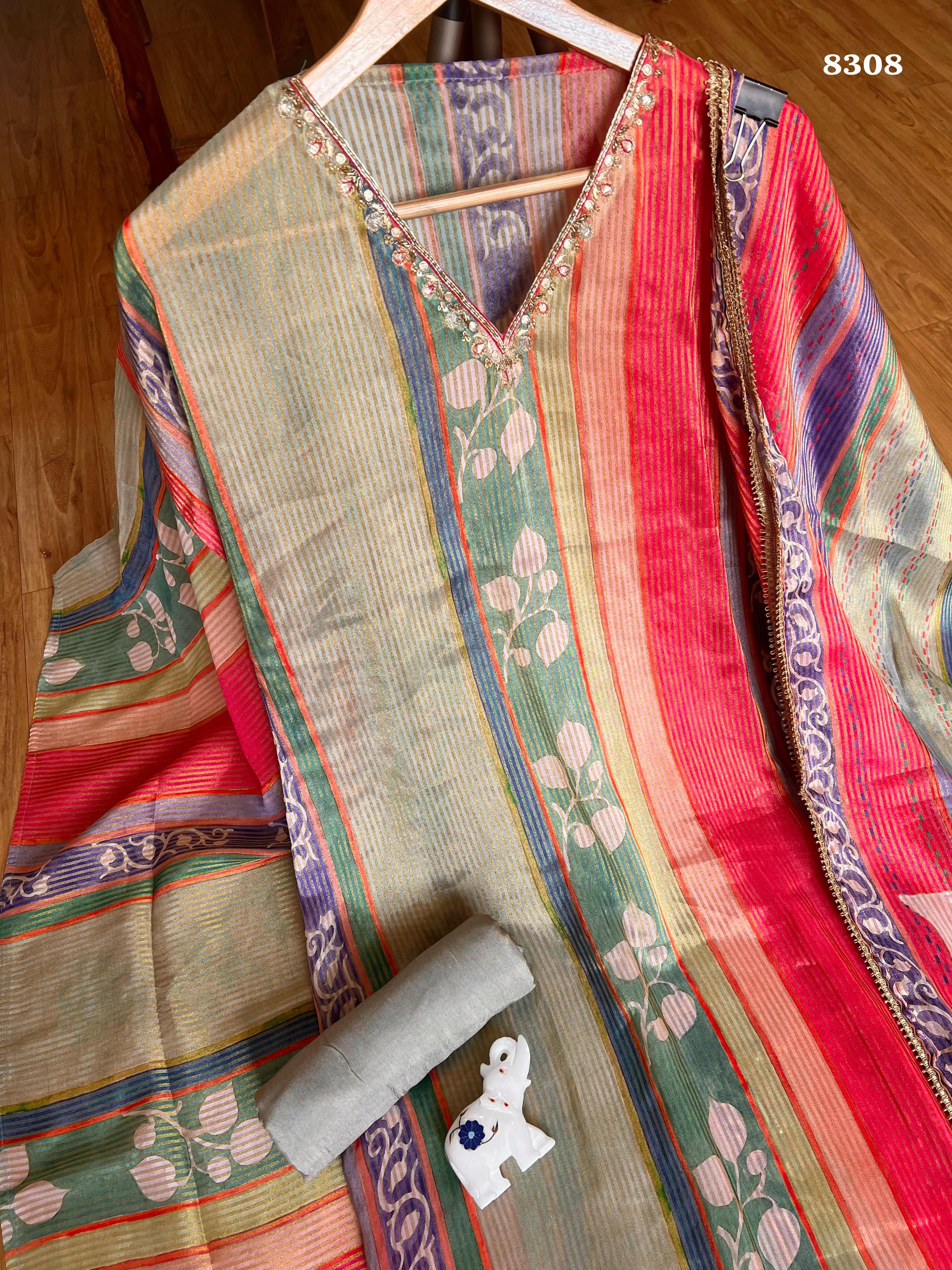 Pure tissue silk suit set {8308}