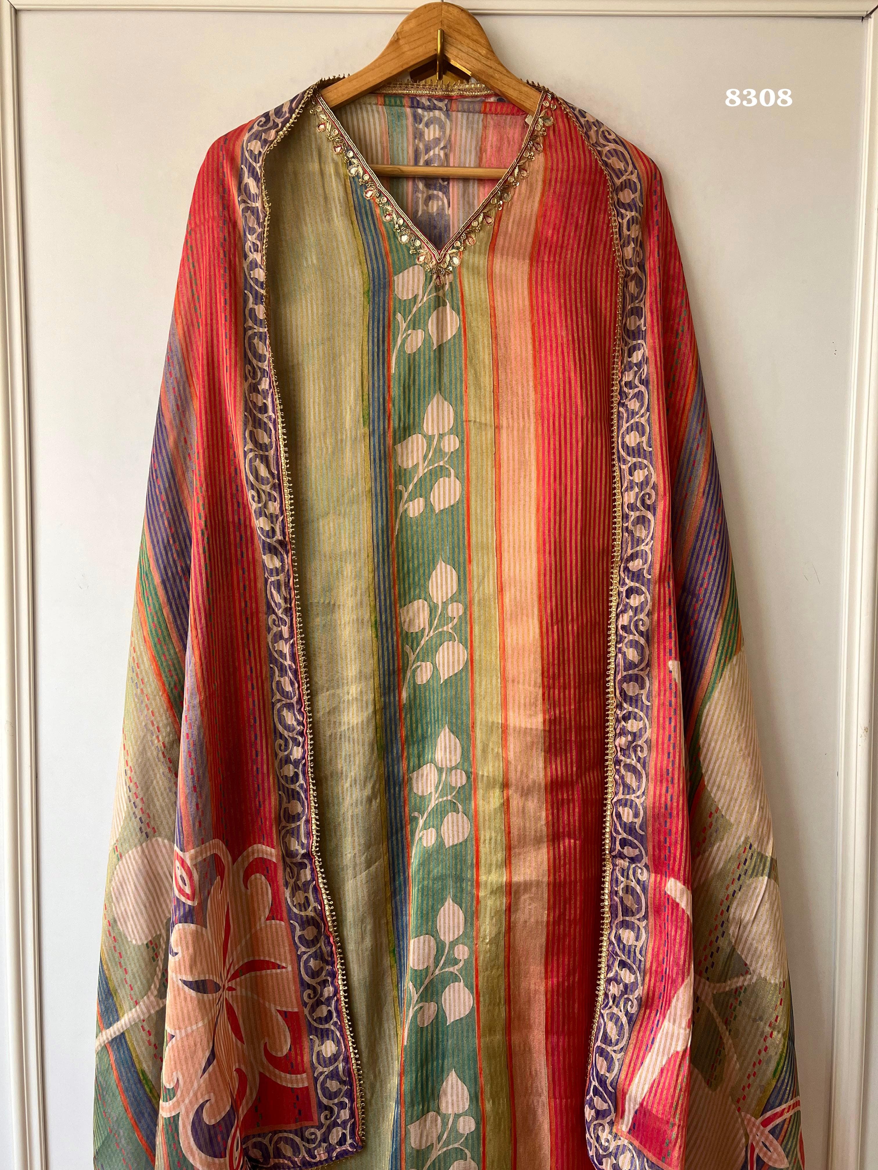 Pure tissue silk suit set {8308}