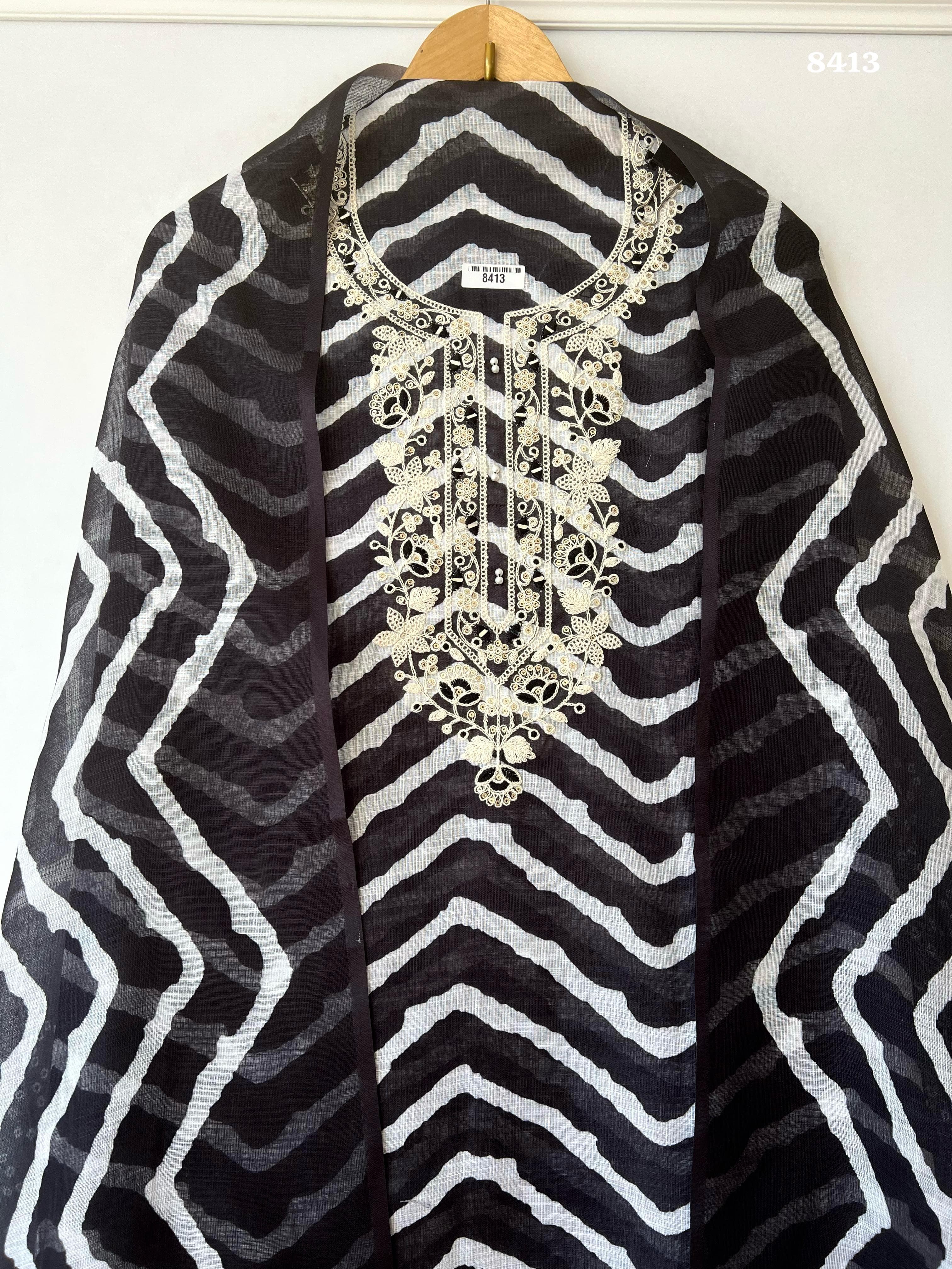 Pure linen suit set {8413}