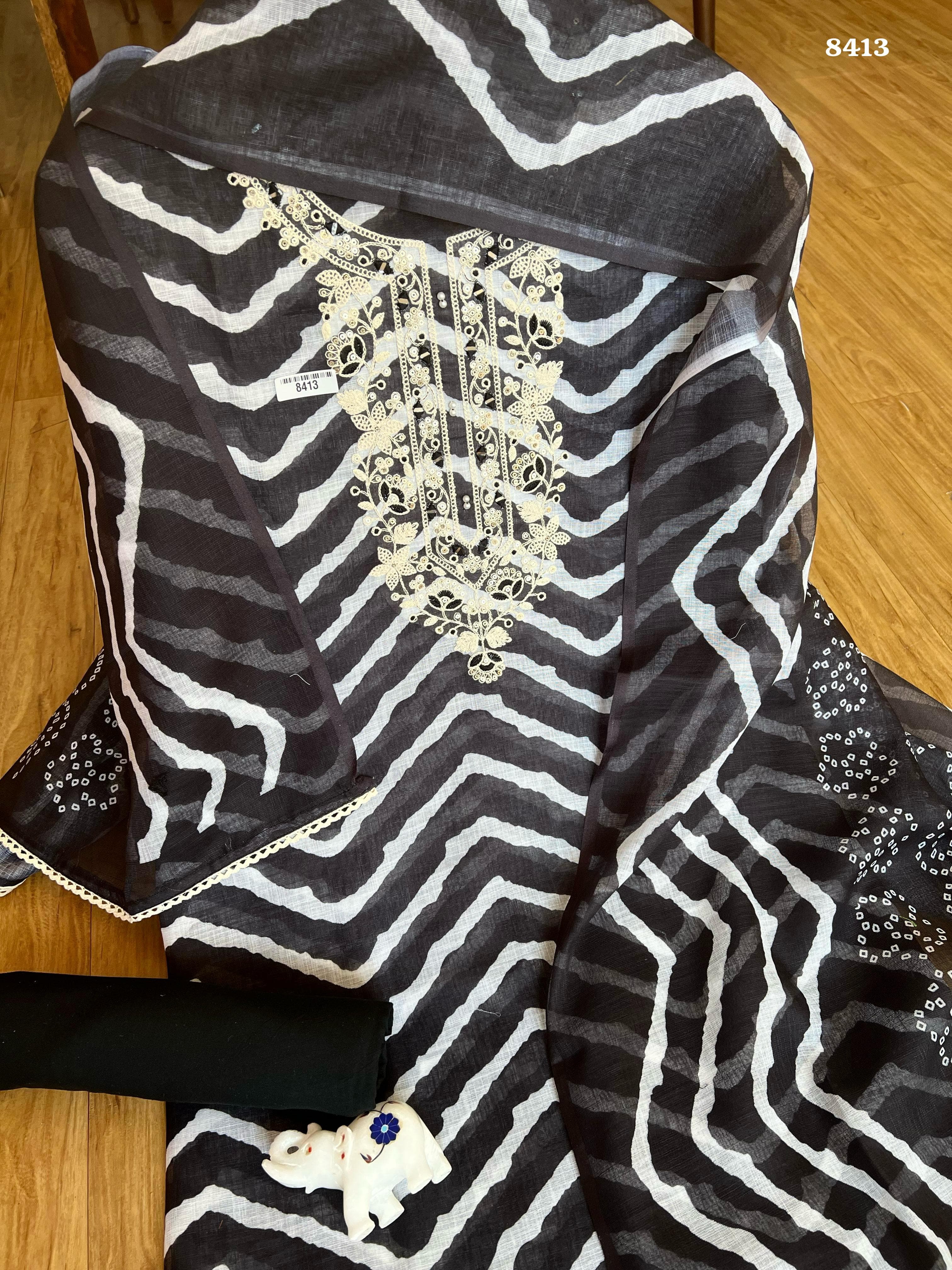 Pure linen suit set {8413}