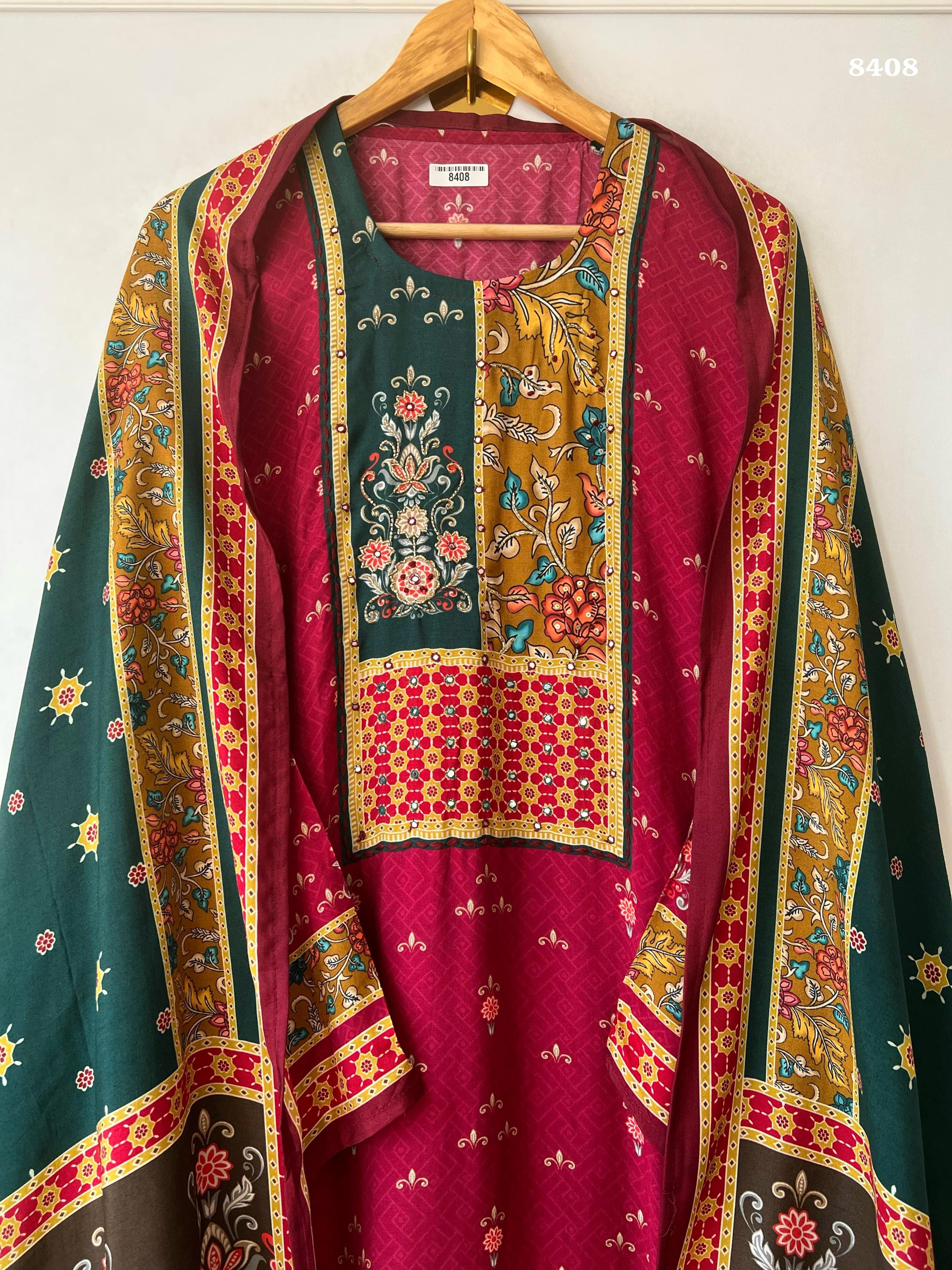 Pure muslin suit set {8408}