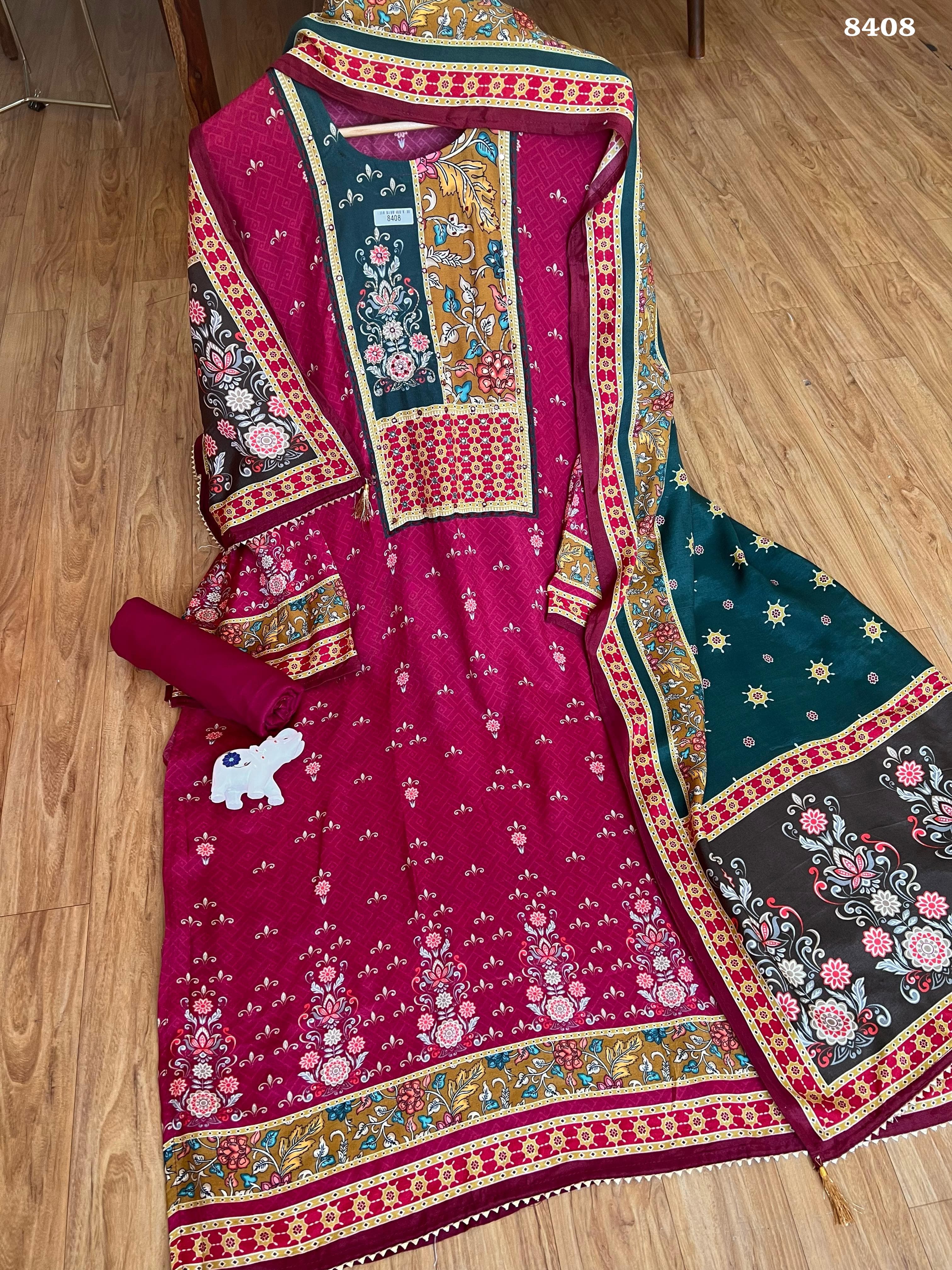 Pure muslin suit set {8408}