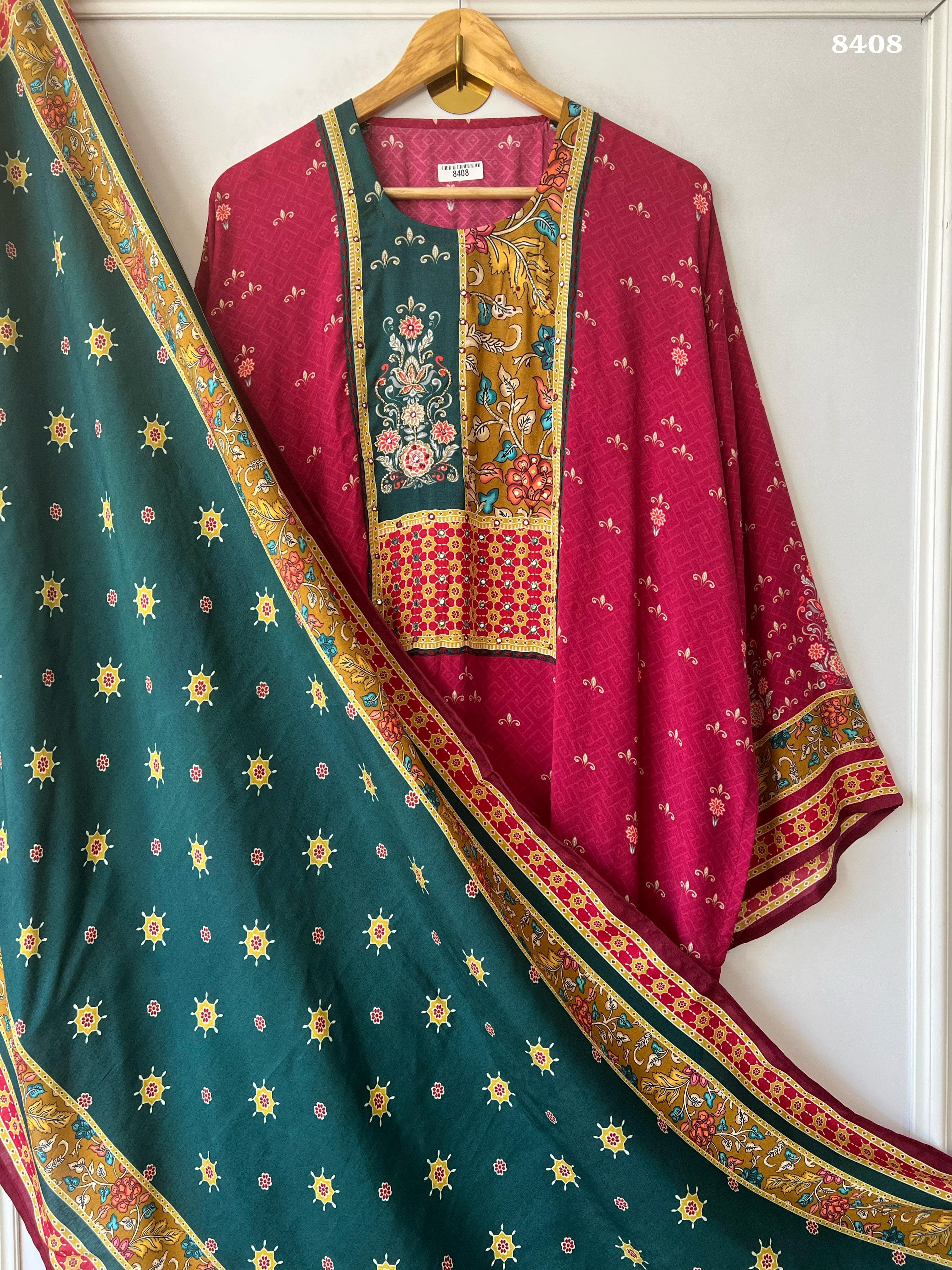 Pure muslin suit set {8408}