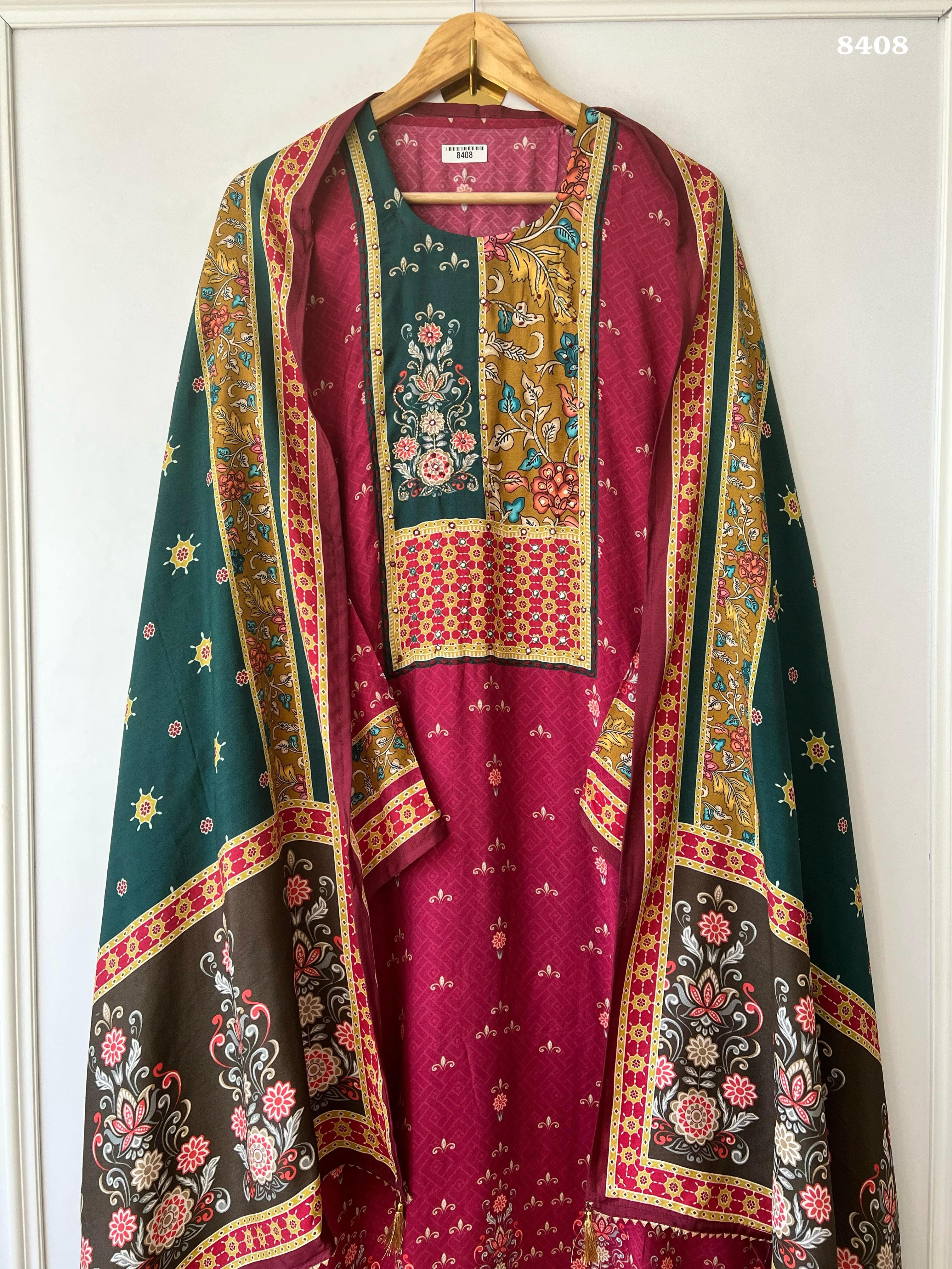 Pure muslin suit set {8408}