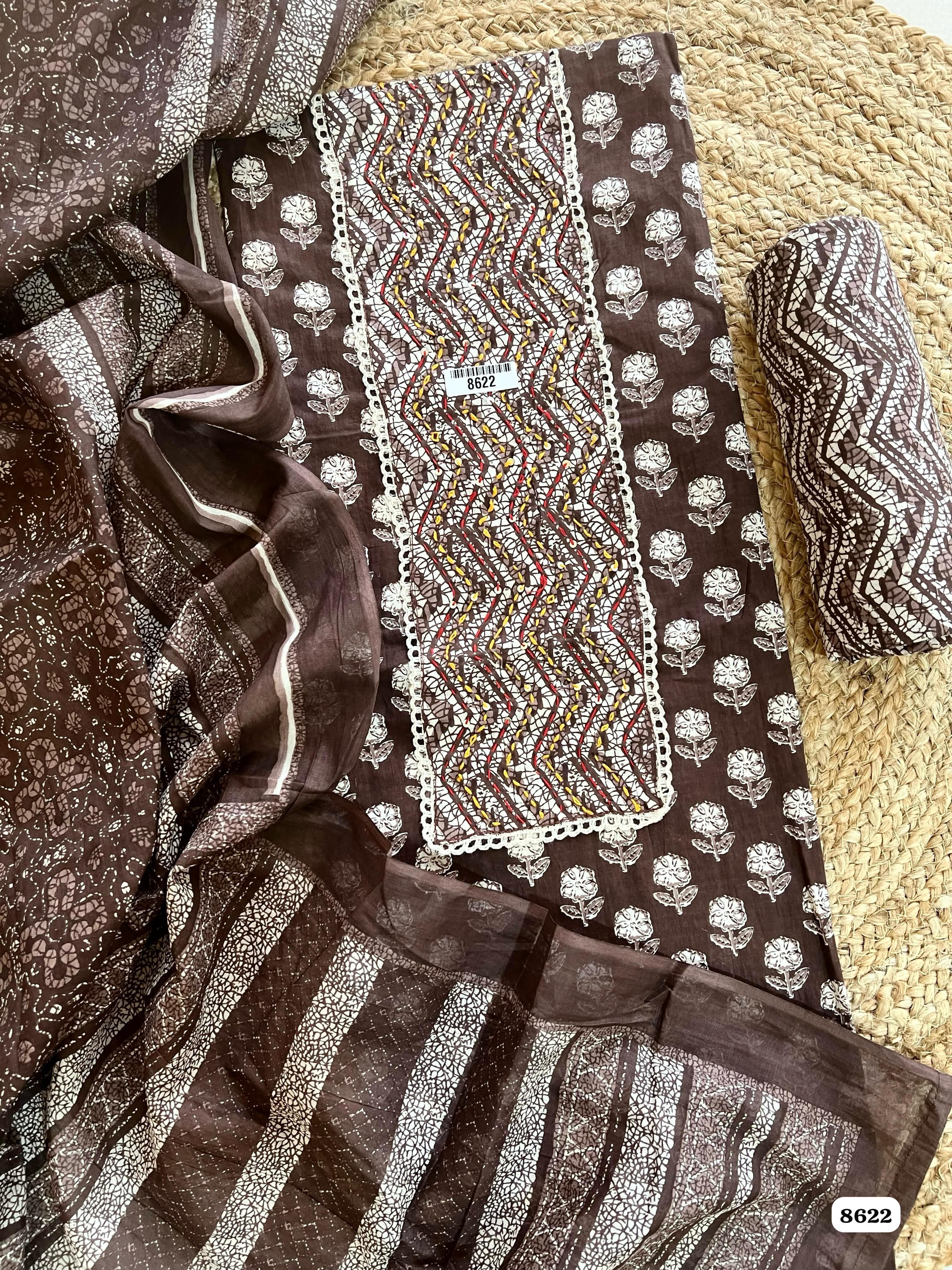 Pure cotton unstitched {8622}