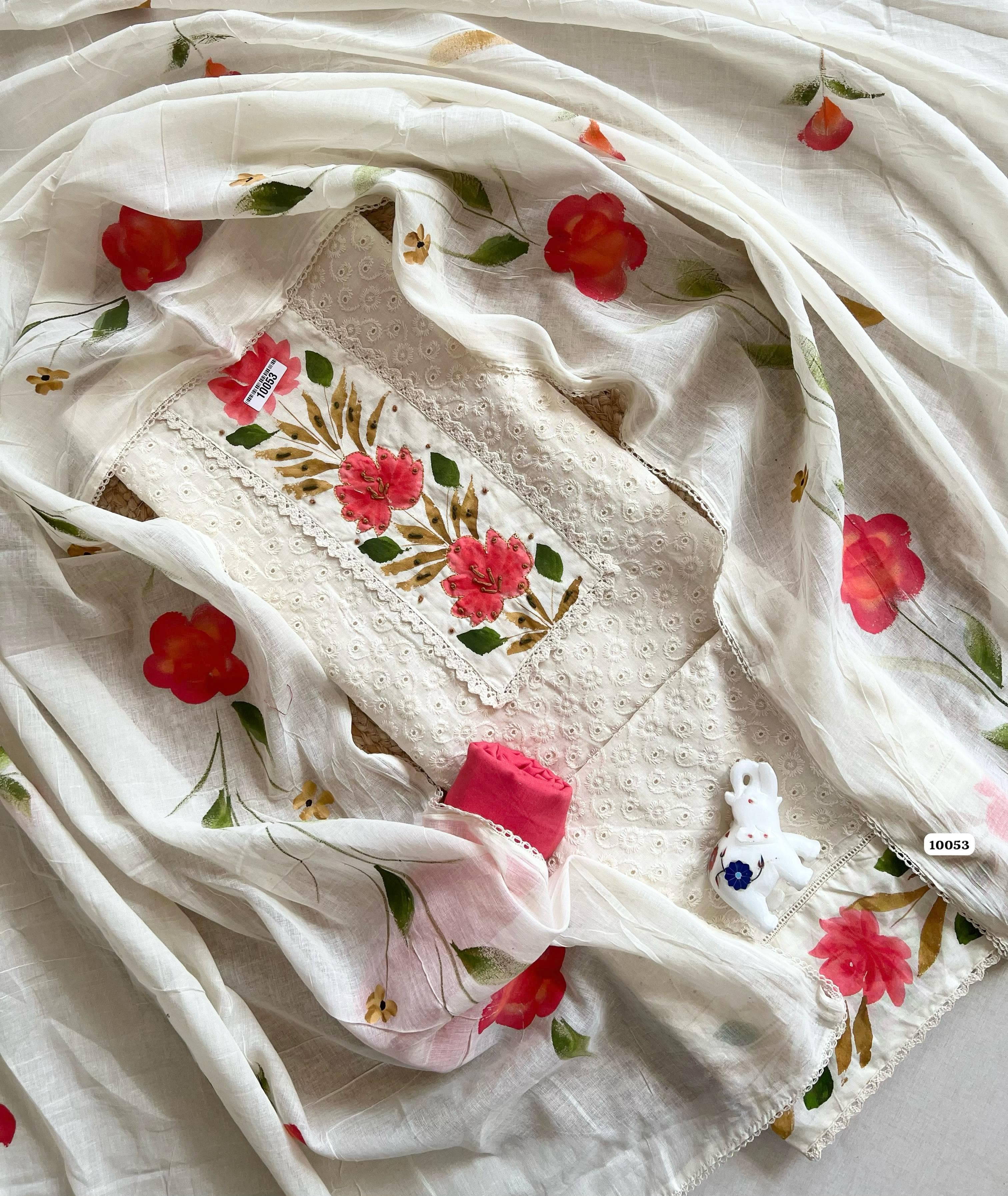 Pure soft cotton chikan unstitched
