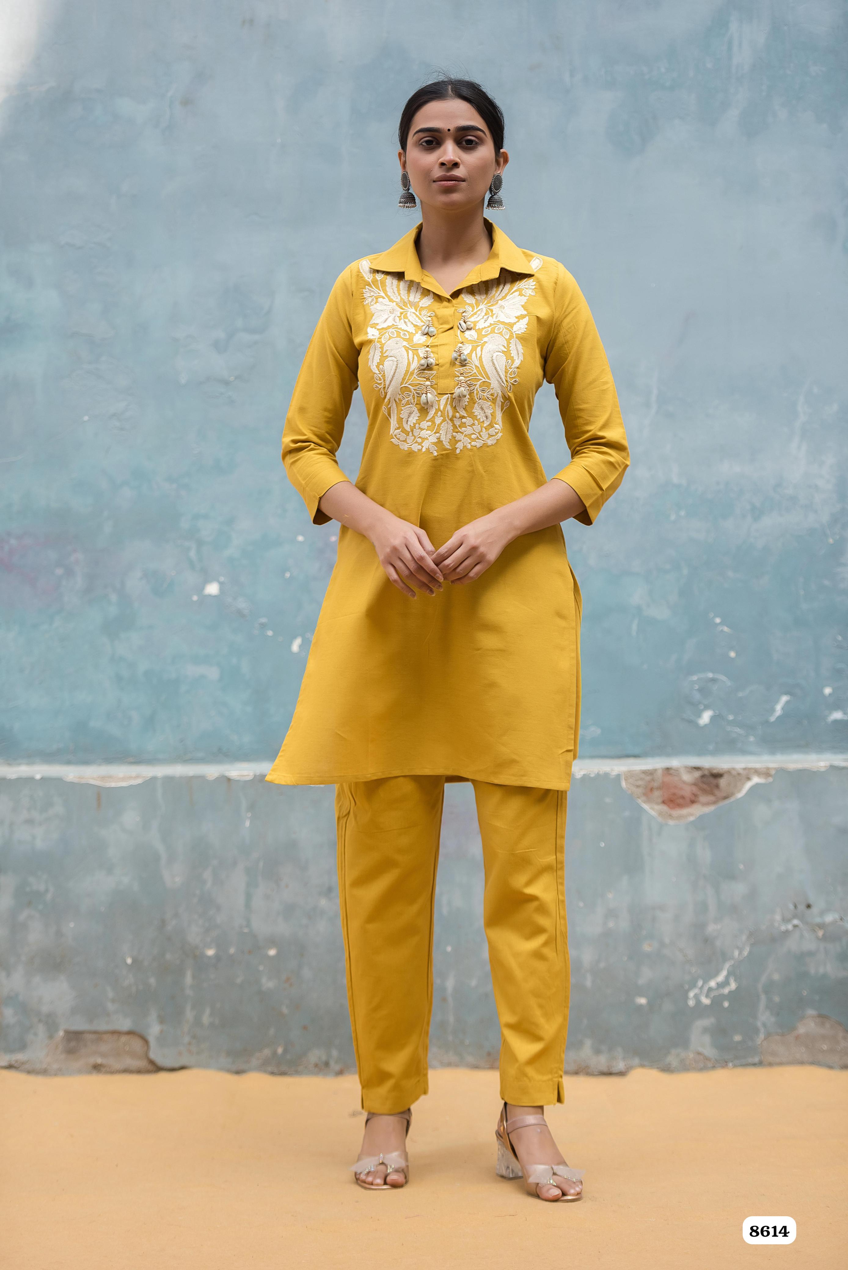 Pure cotton slub co ord {8614}