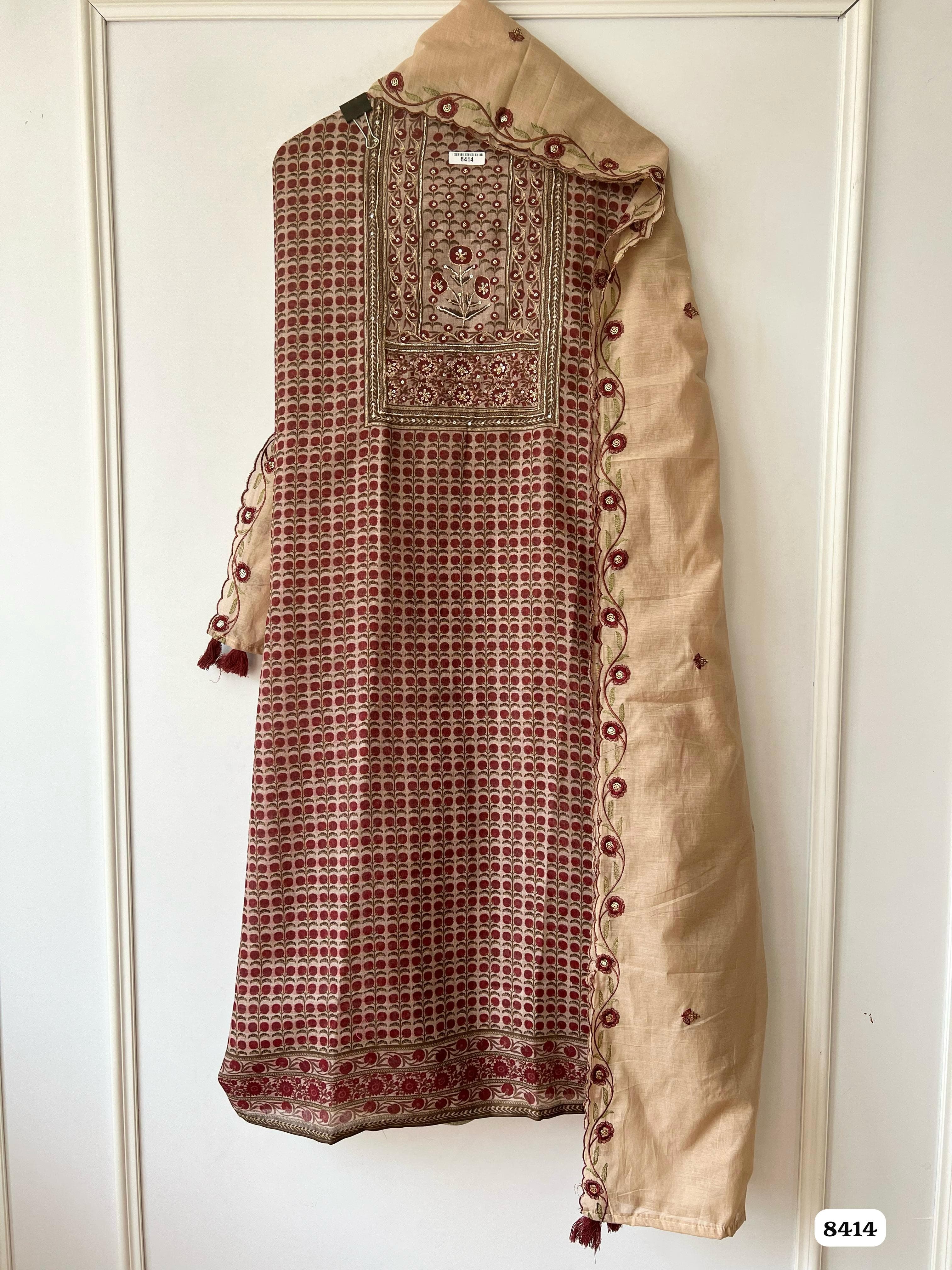Pure linen unstitched {8414}