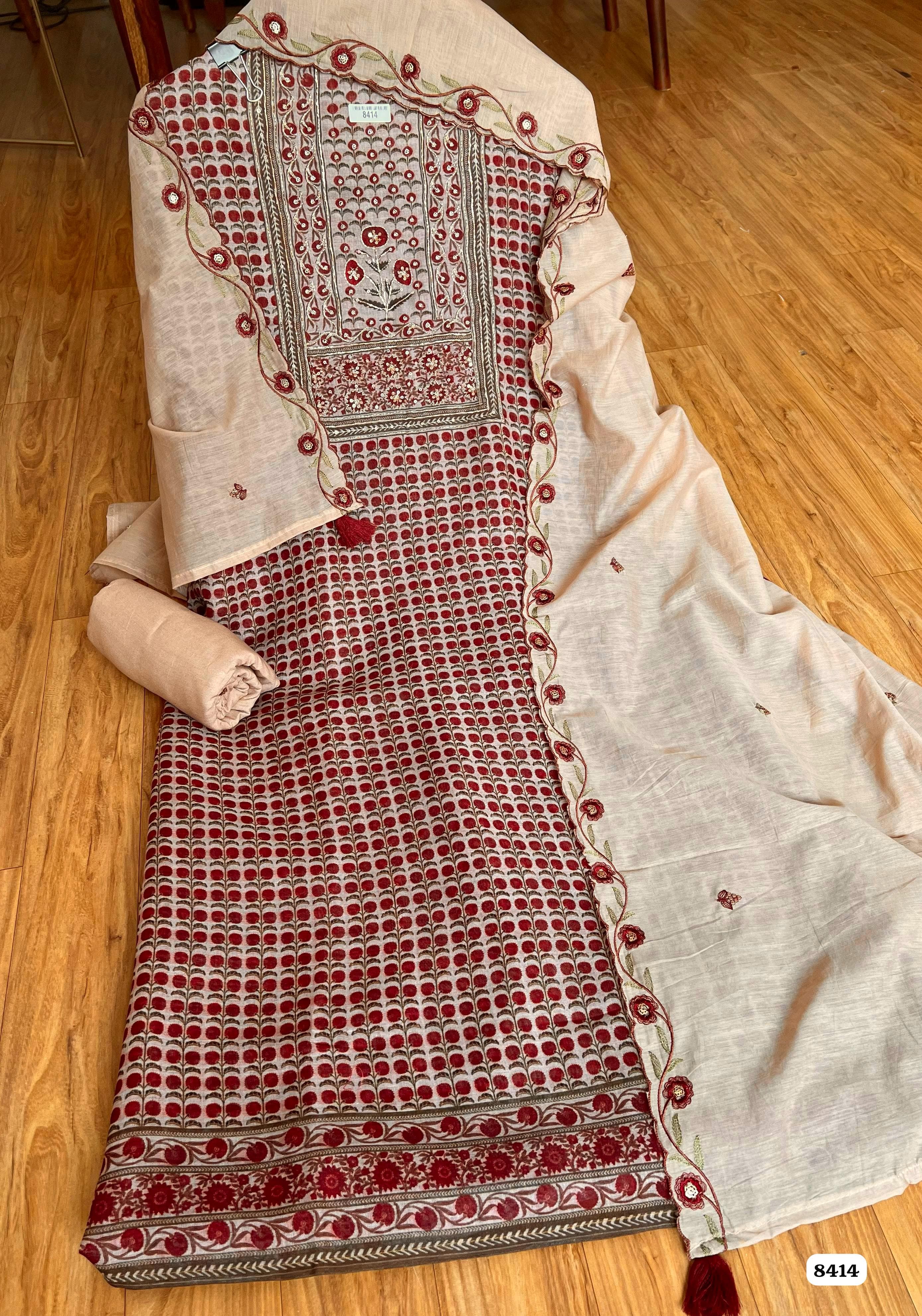 Pure linen unstitched {8414}