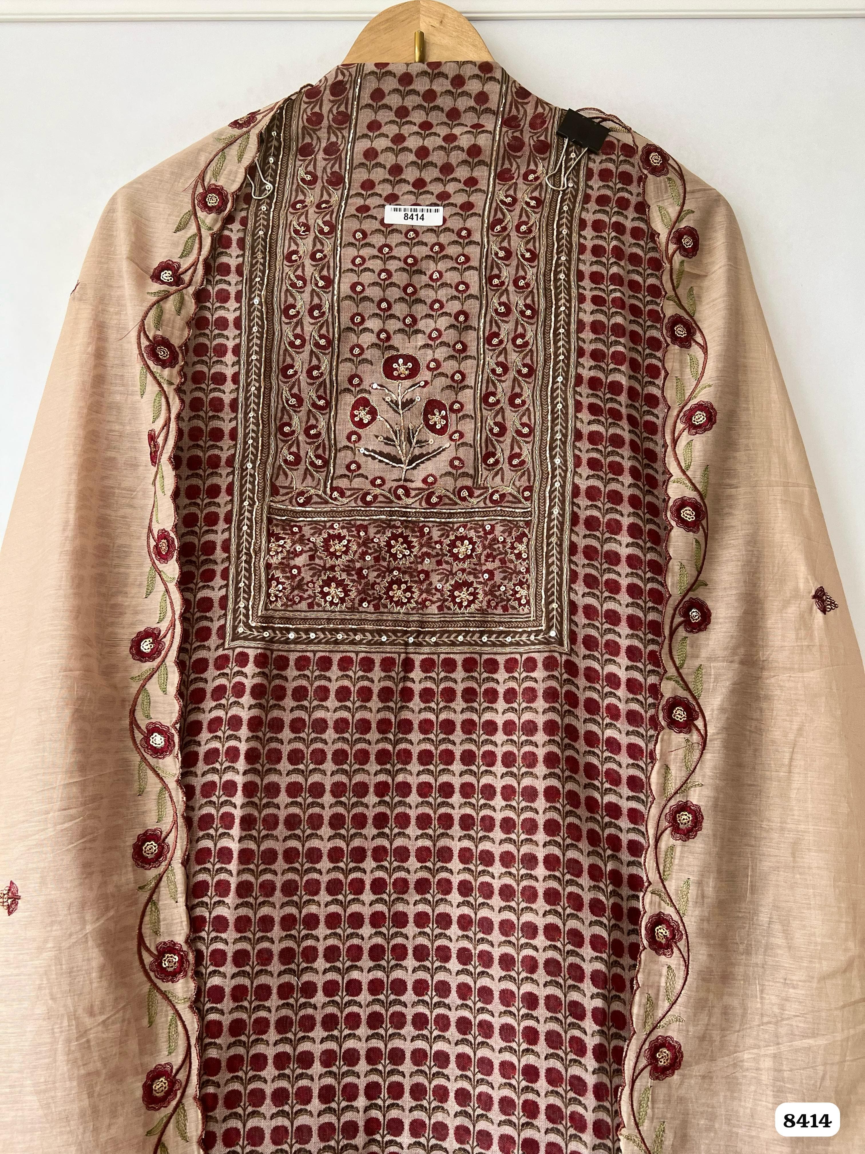 Pure linen unstitched {8414}
