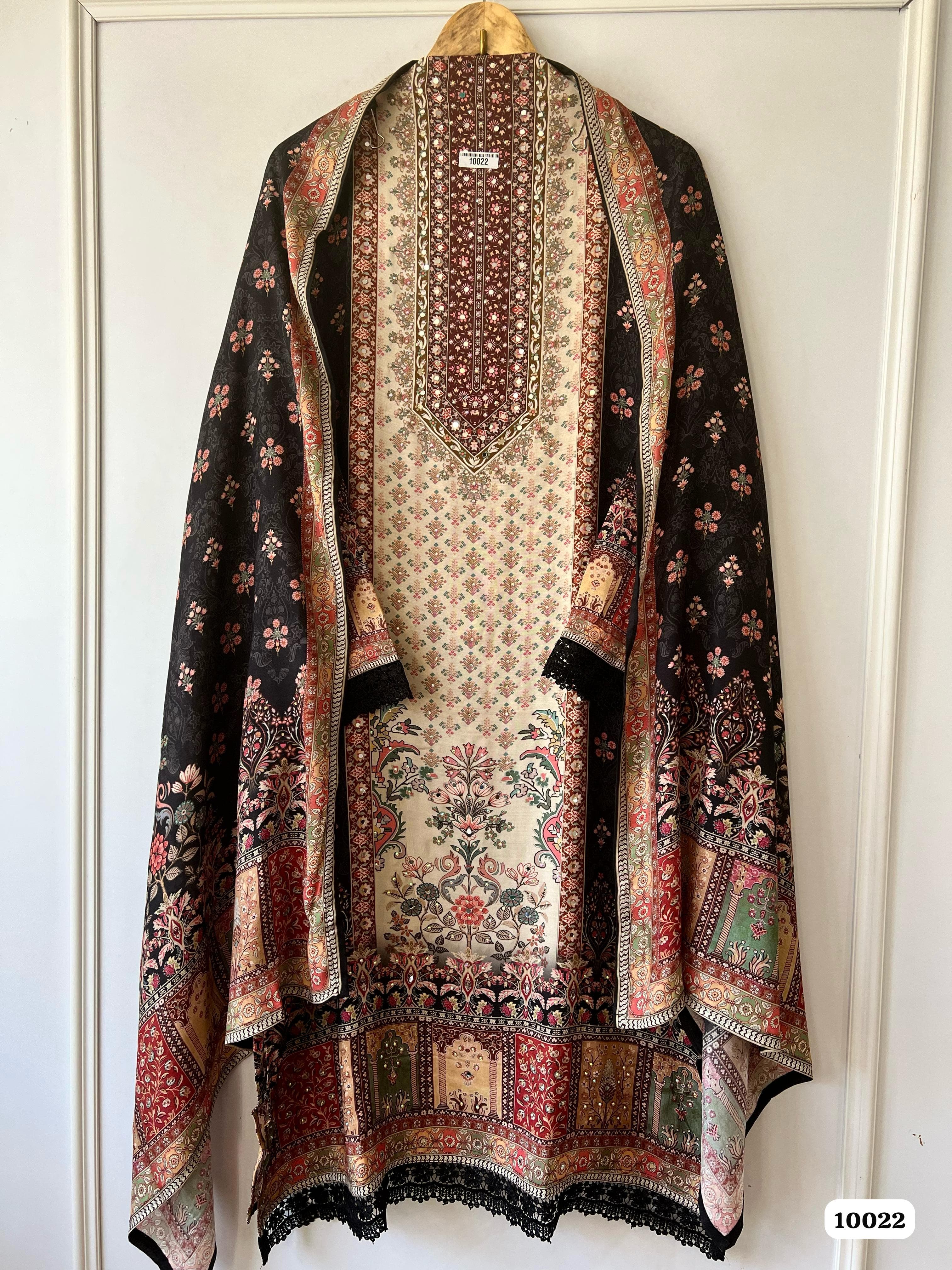 Pure muslin semi stitched suit set