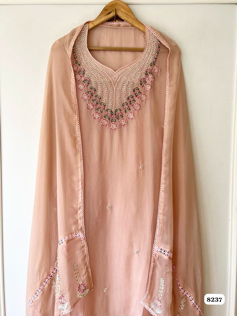 Pure organza unstitched suit