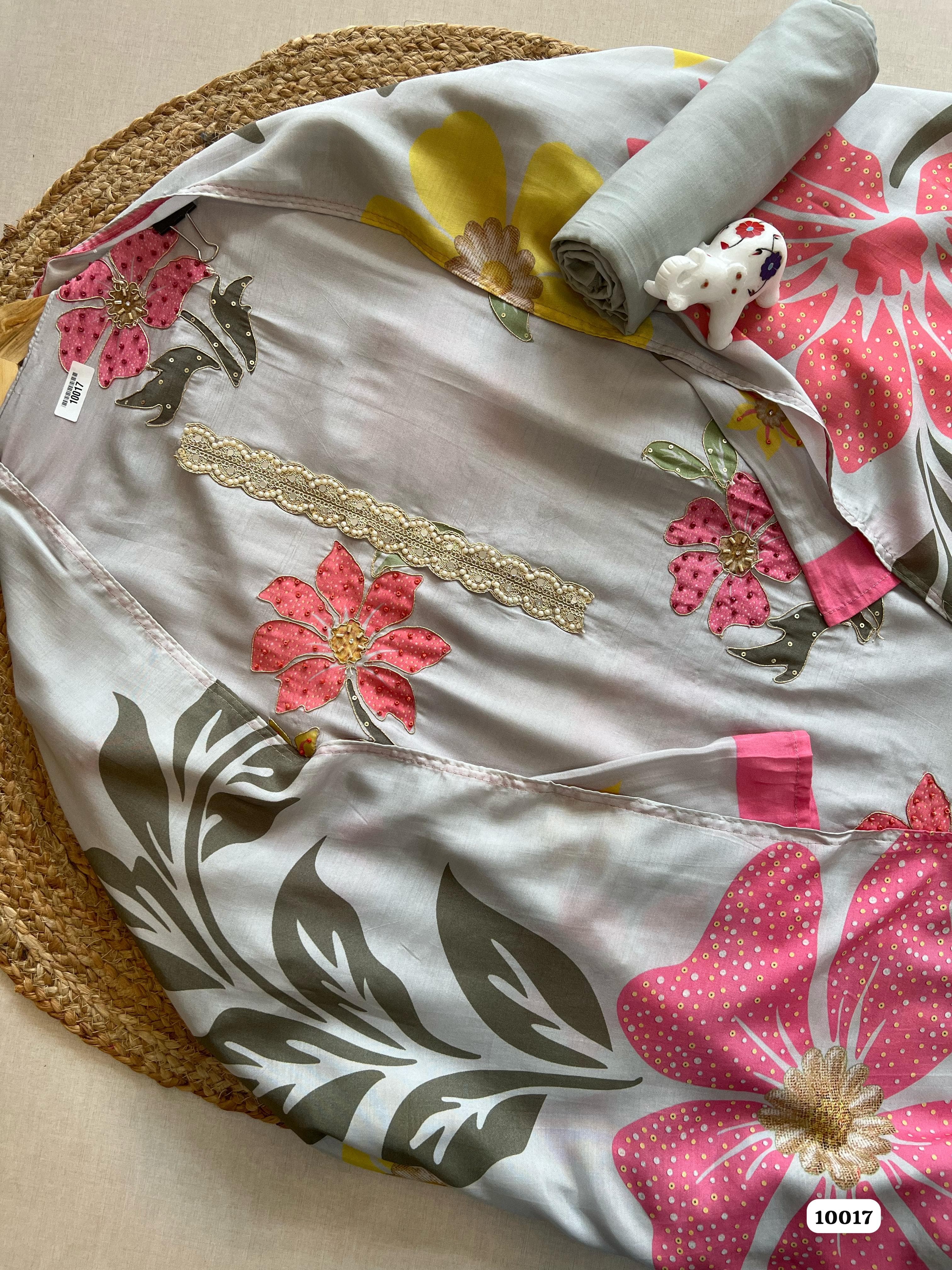 Pure muslin unstitched suit set