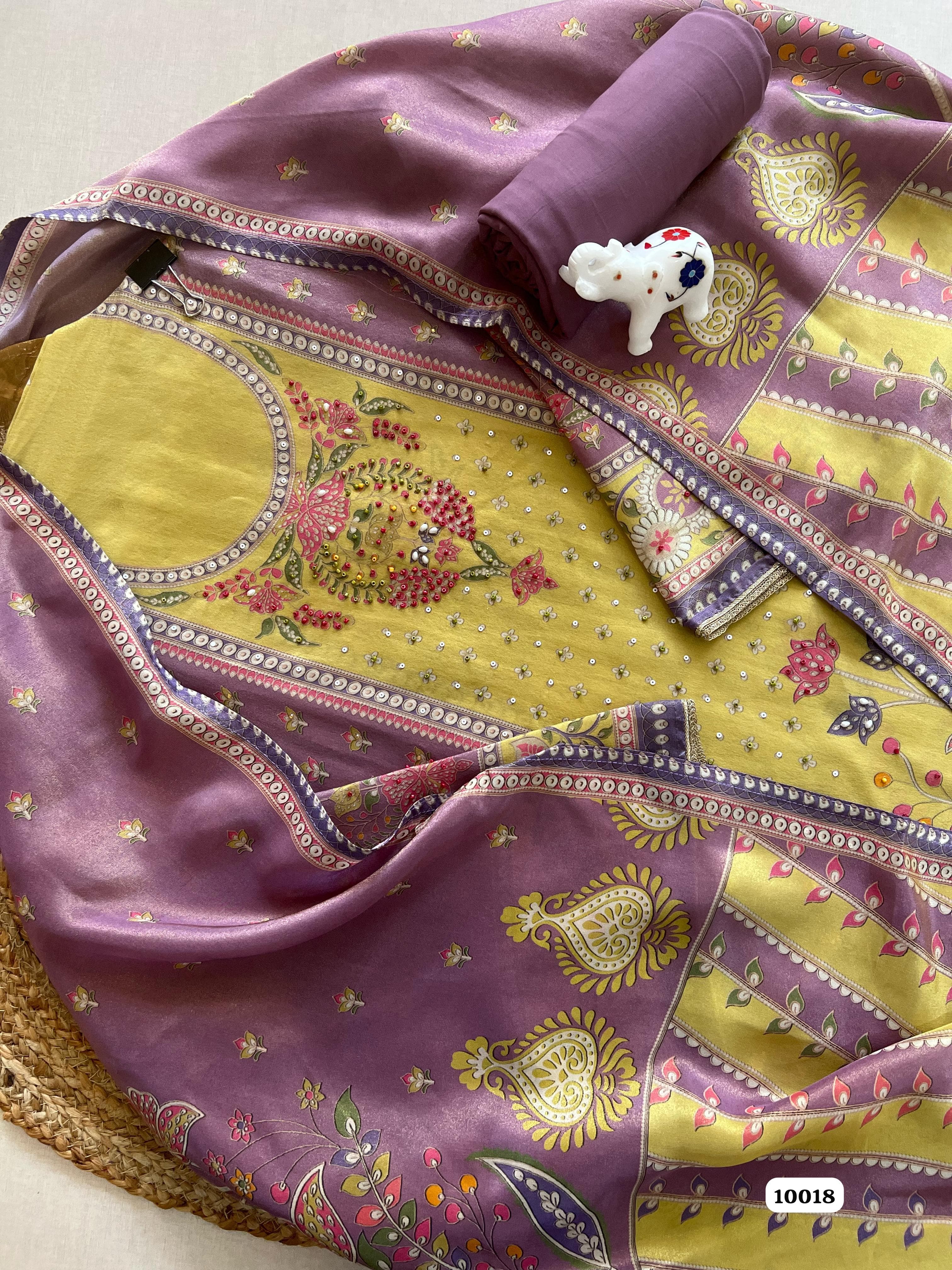 Pure tissue silk semi stitched suit