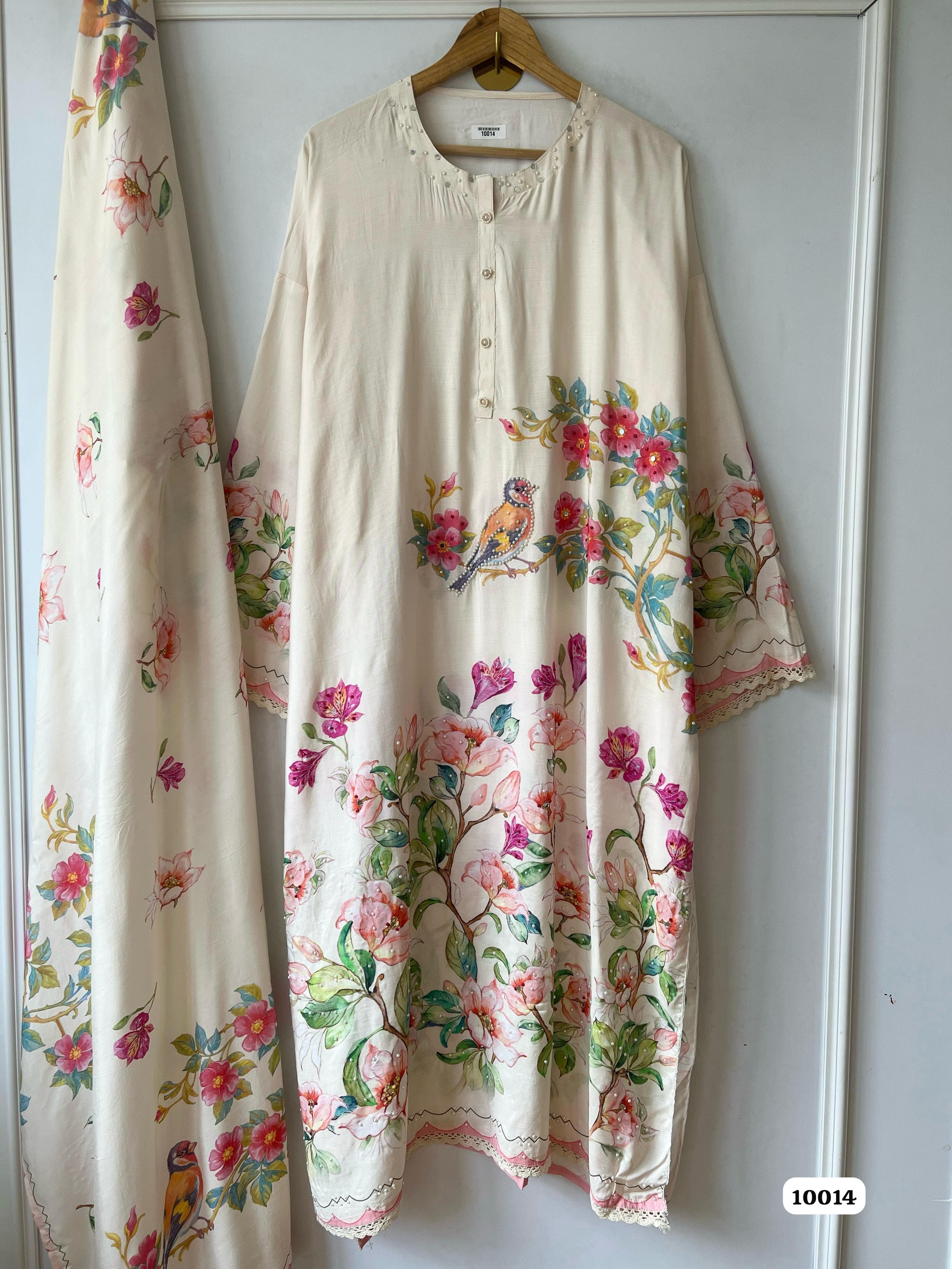 Pure muslin semi stitched suit set