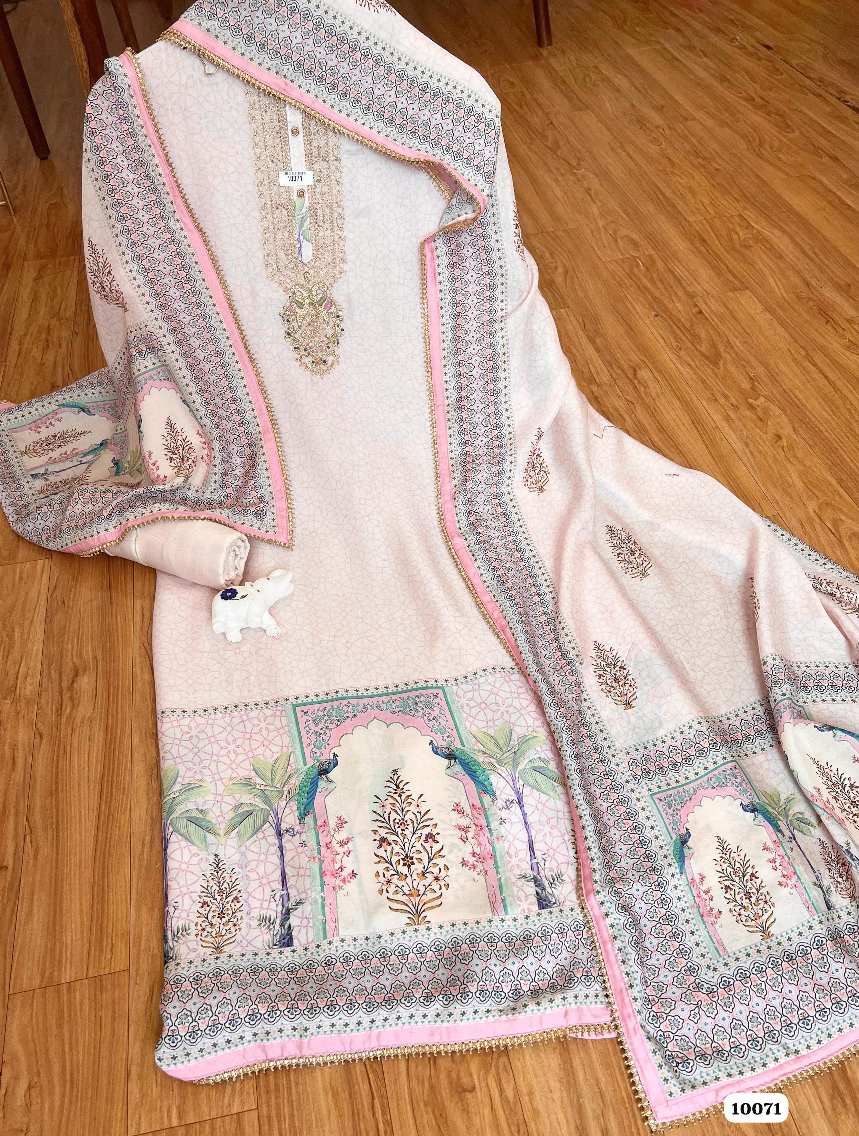 Pure muslin unstitched suit
