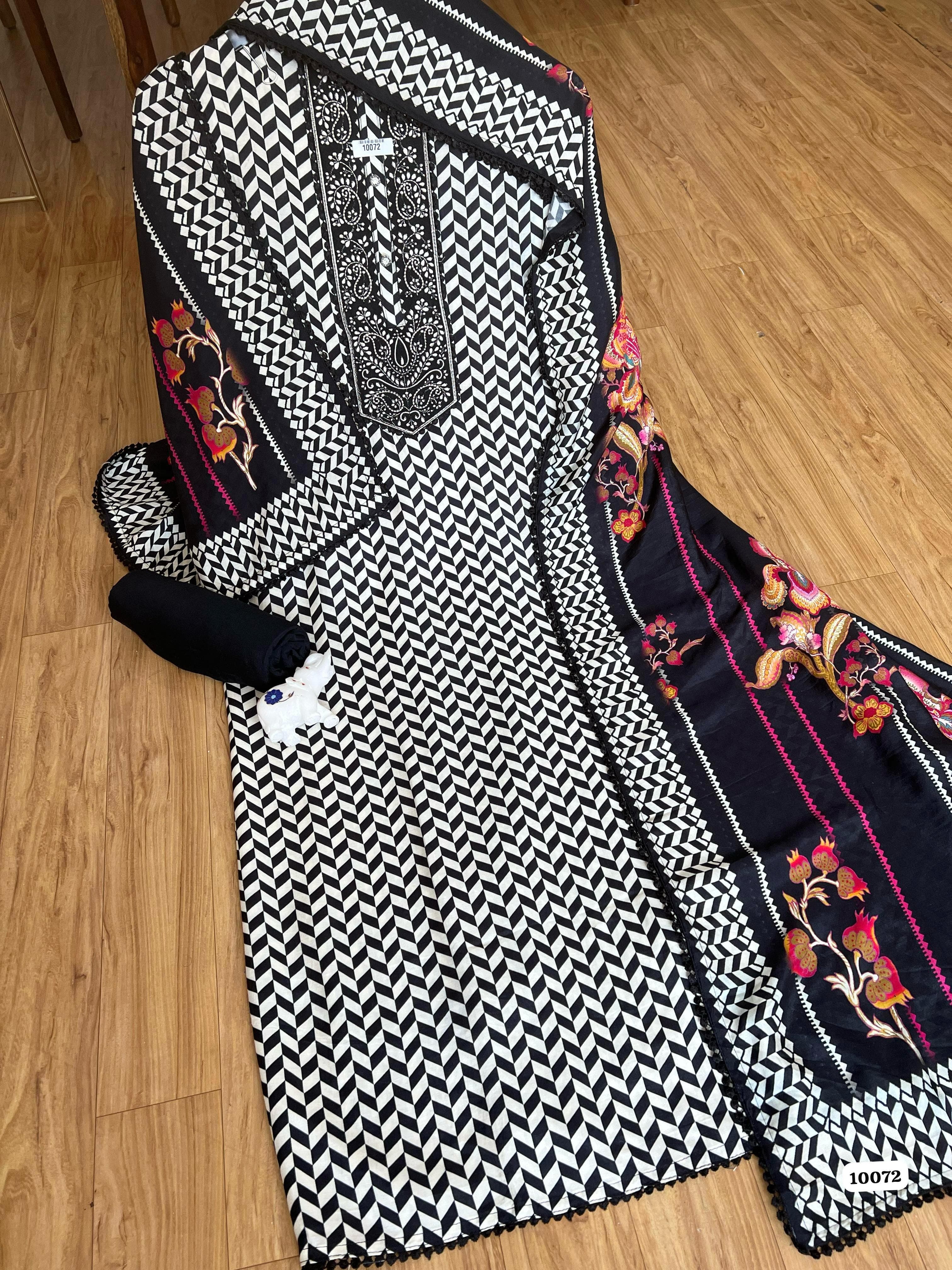 Pure muslin unstitched suit