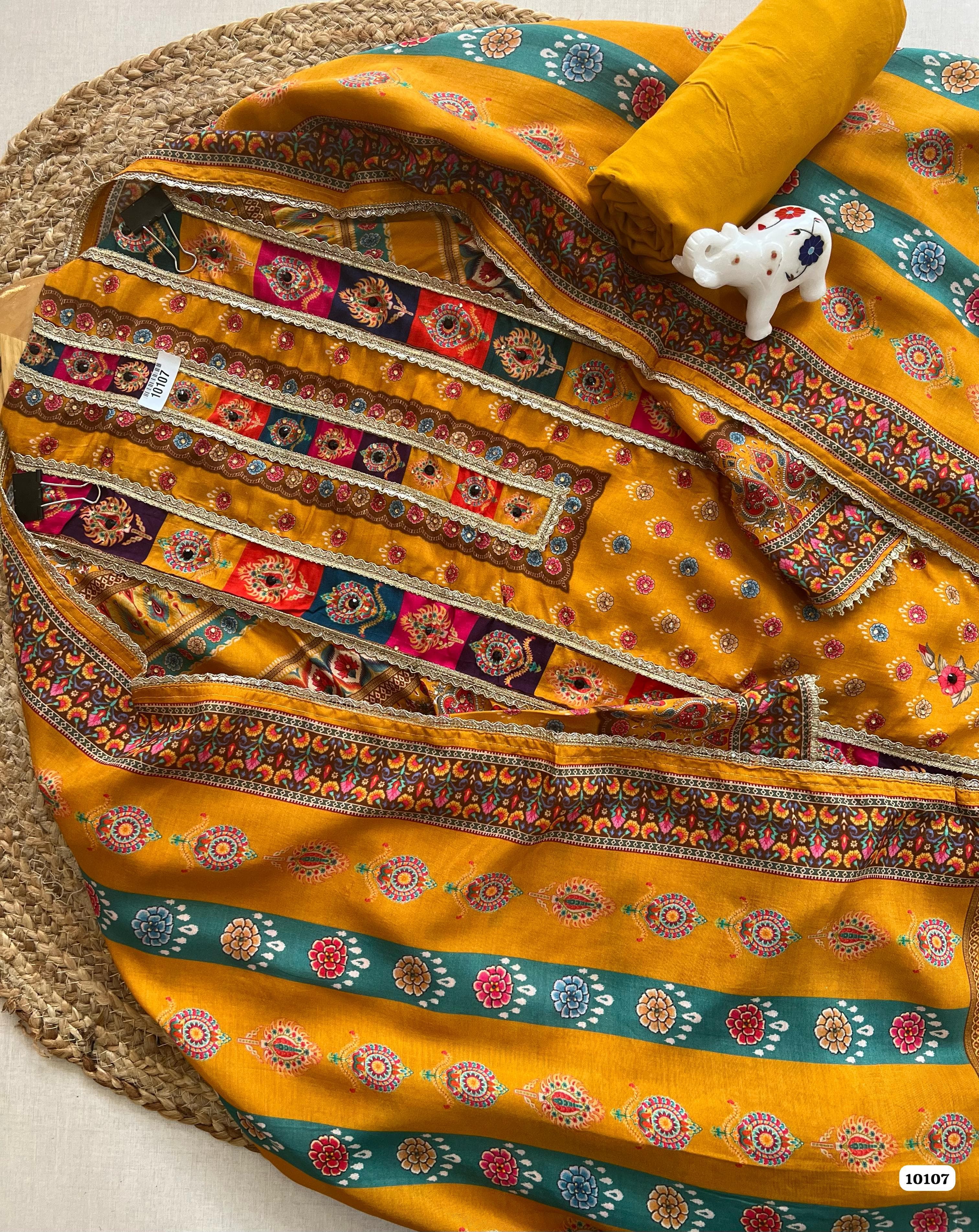 Pure muslin semi stitched suit {10107}