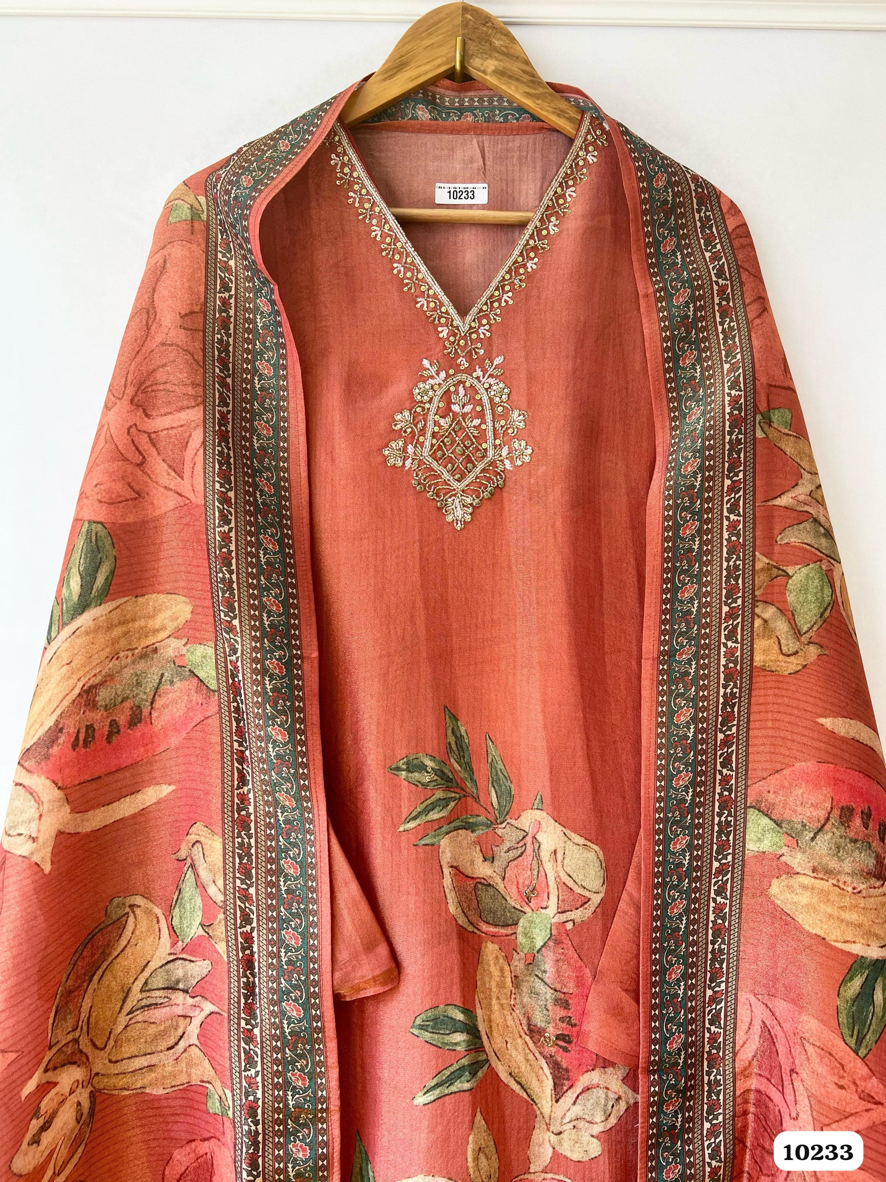 Pure soft tissue silk semi stitched